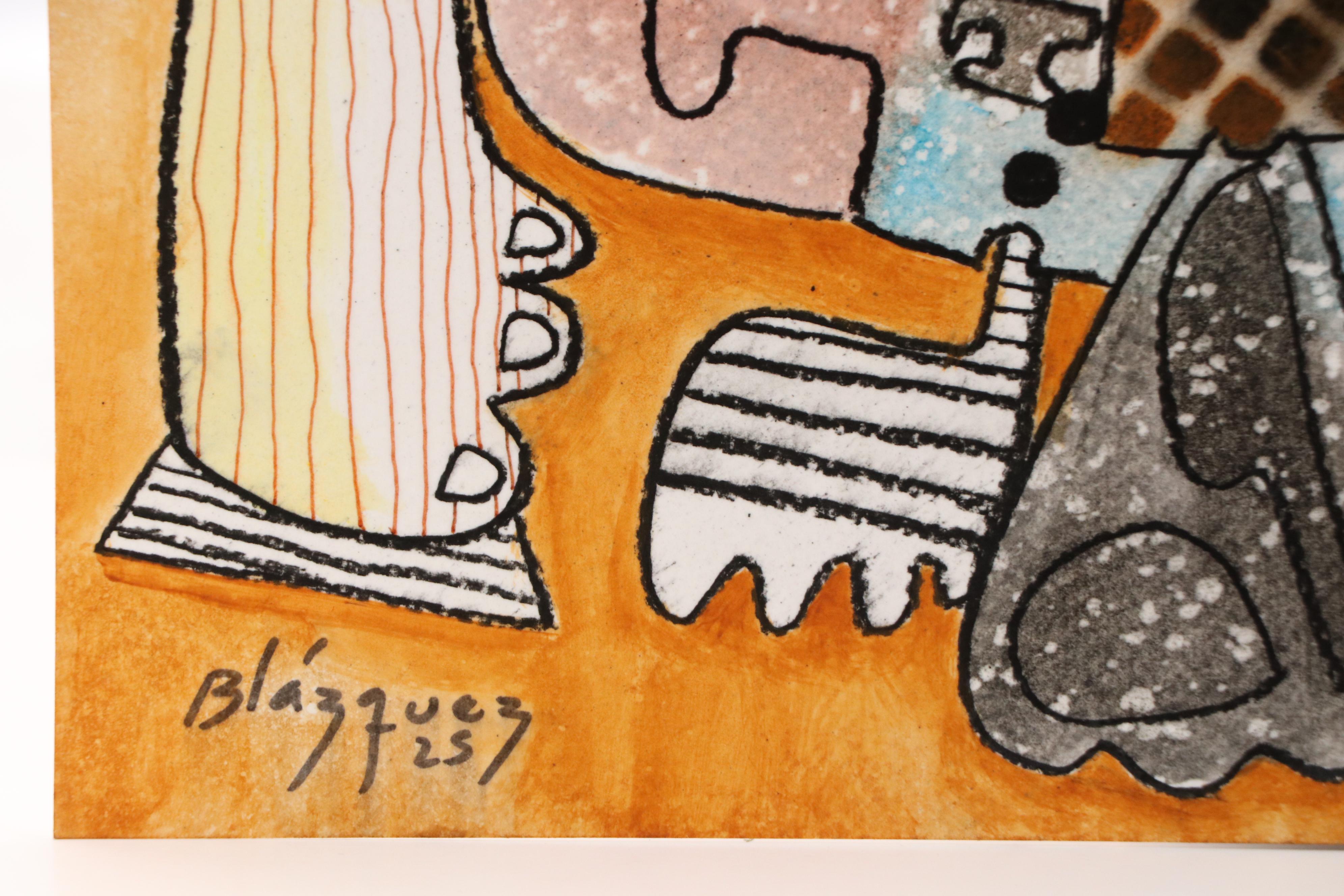 Michel Blázquez Surrealist Mixed Media Painting "Un Juego Presumido," 2025