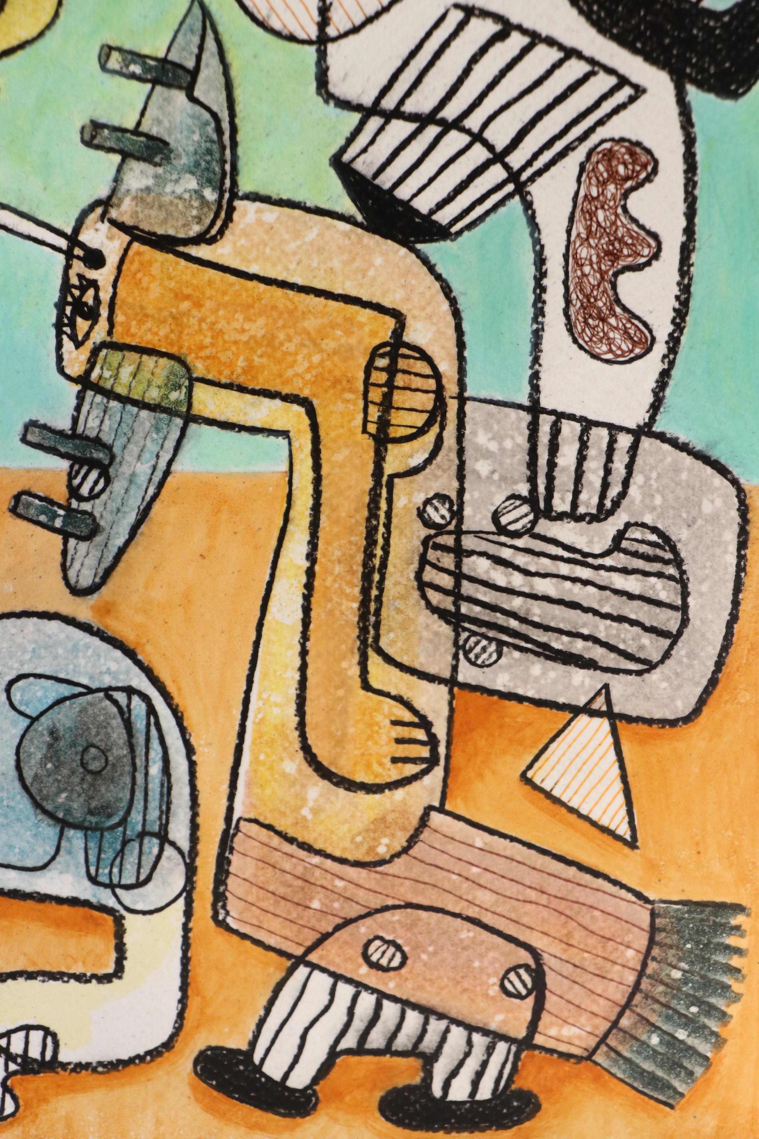 Michel Blázquez Surrealist Mixed Media Painting "Un Juego Presumido," 2025