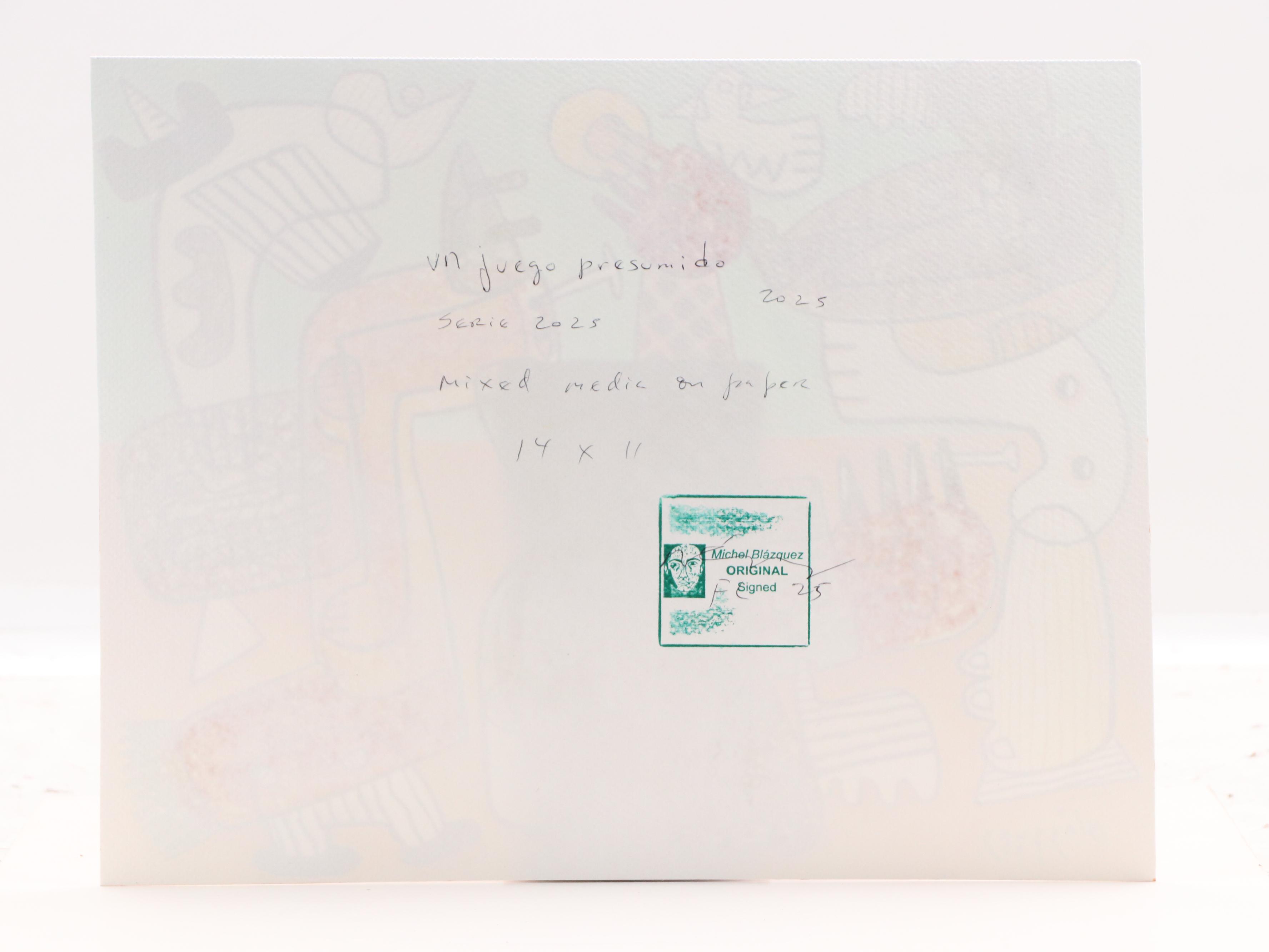 Michel Blázquez Surrealist Mixed Media Painting "Un Juego Presumido," 2025