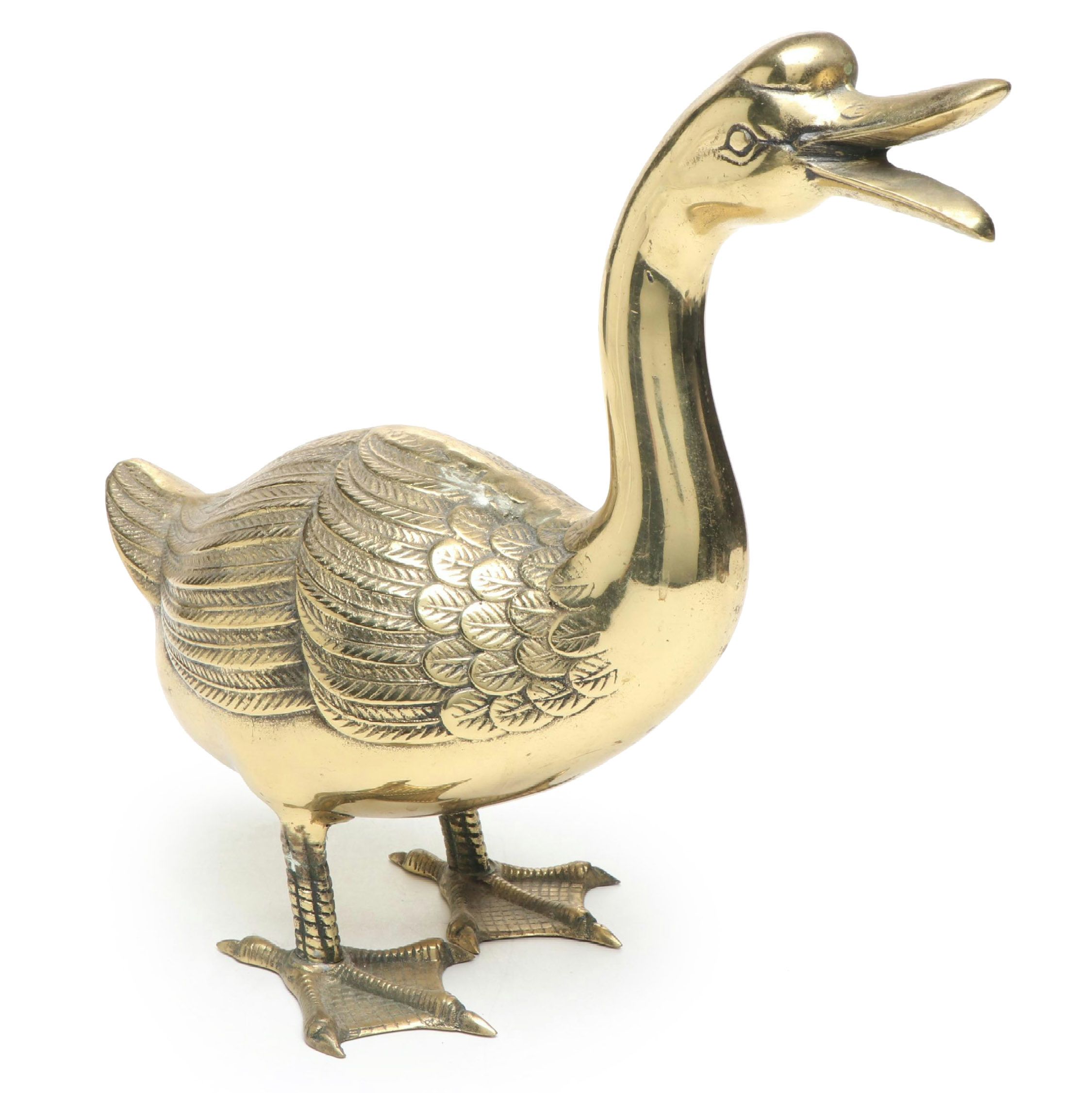 Brass Honking Knobbed Goose Figure