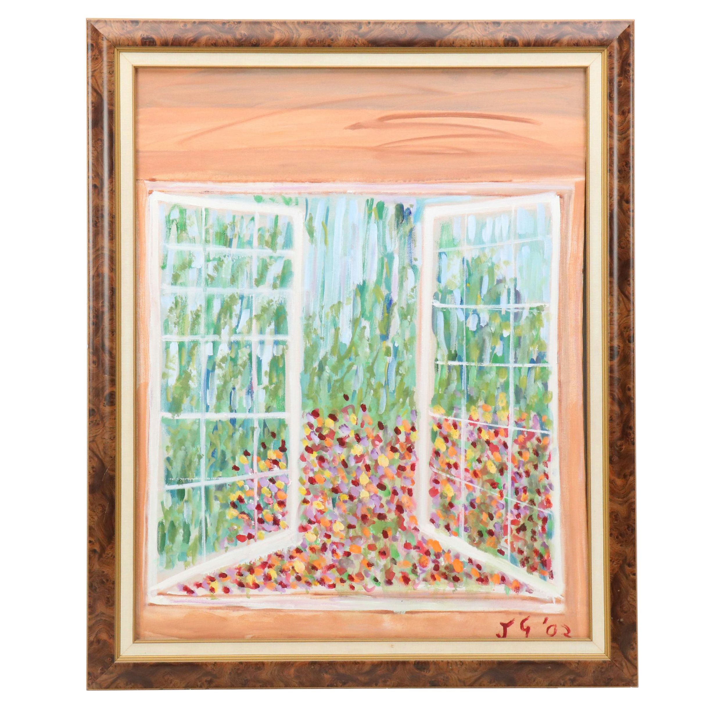 Janice Guttman Garden Landscape Acrylic Painting, 2002