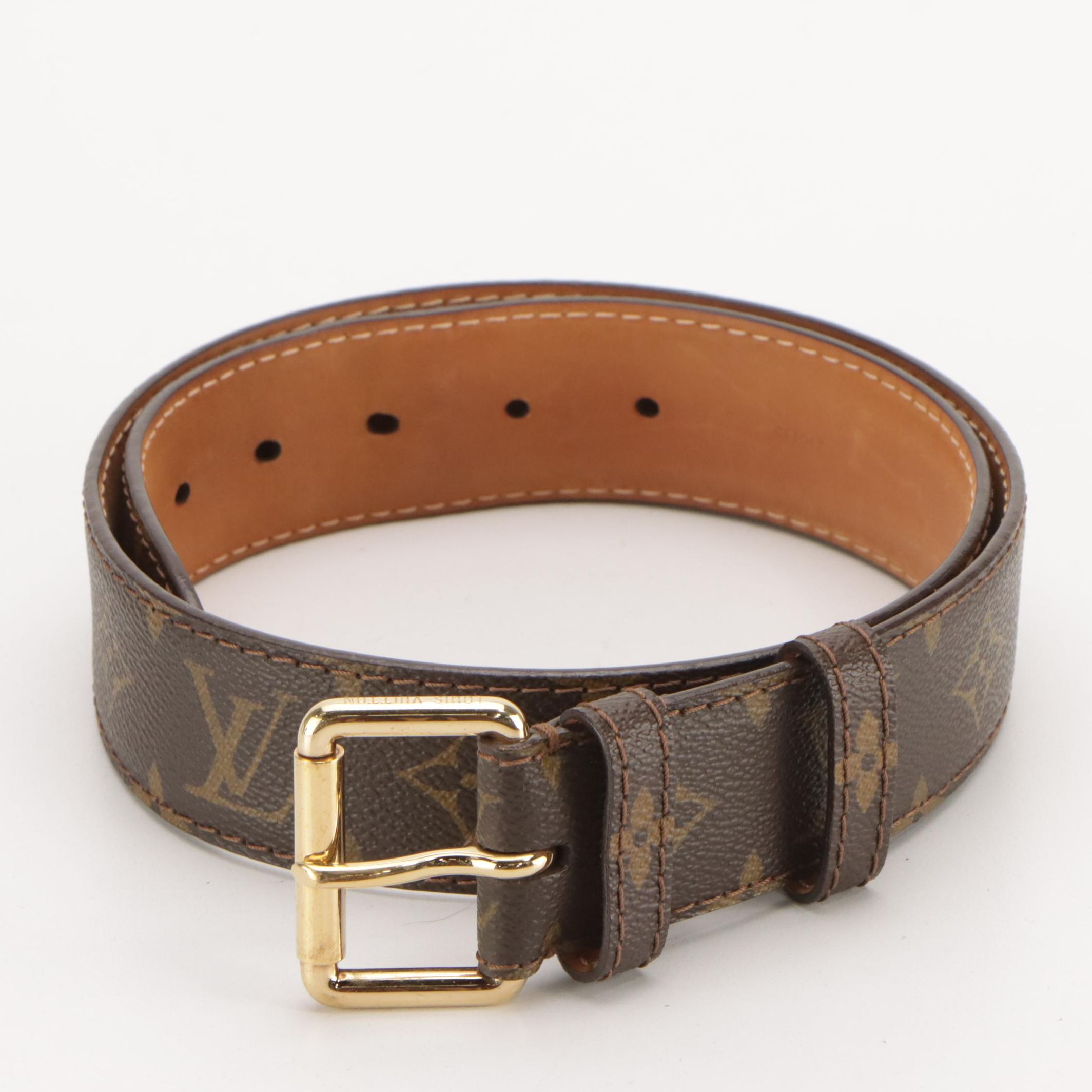 Louis Vuitton Wide Monogram Canvas and Vachetta Leather Belt