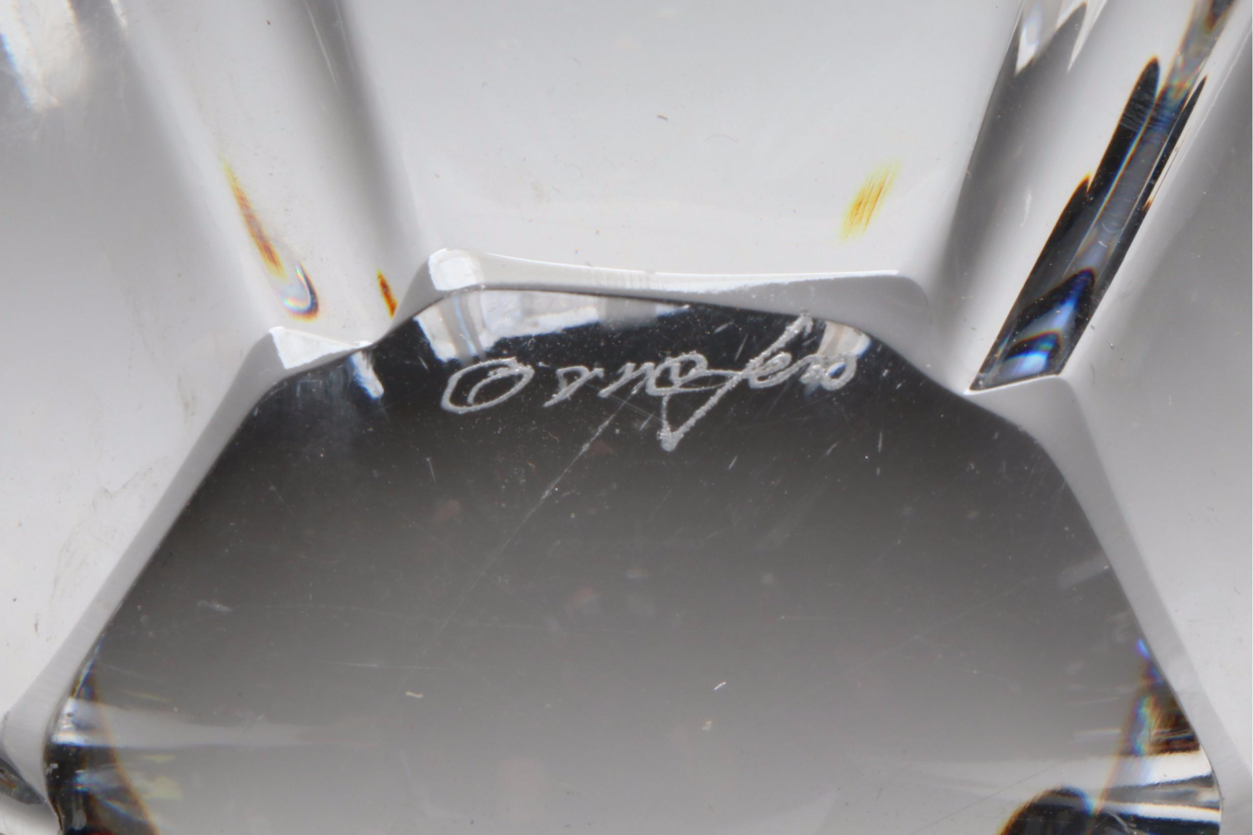 Orrefors "Orion" Crystal Bowl with Art Glass Vase and Egg