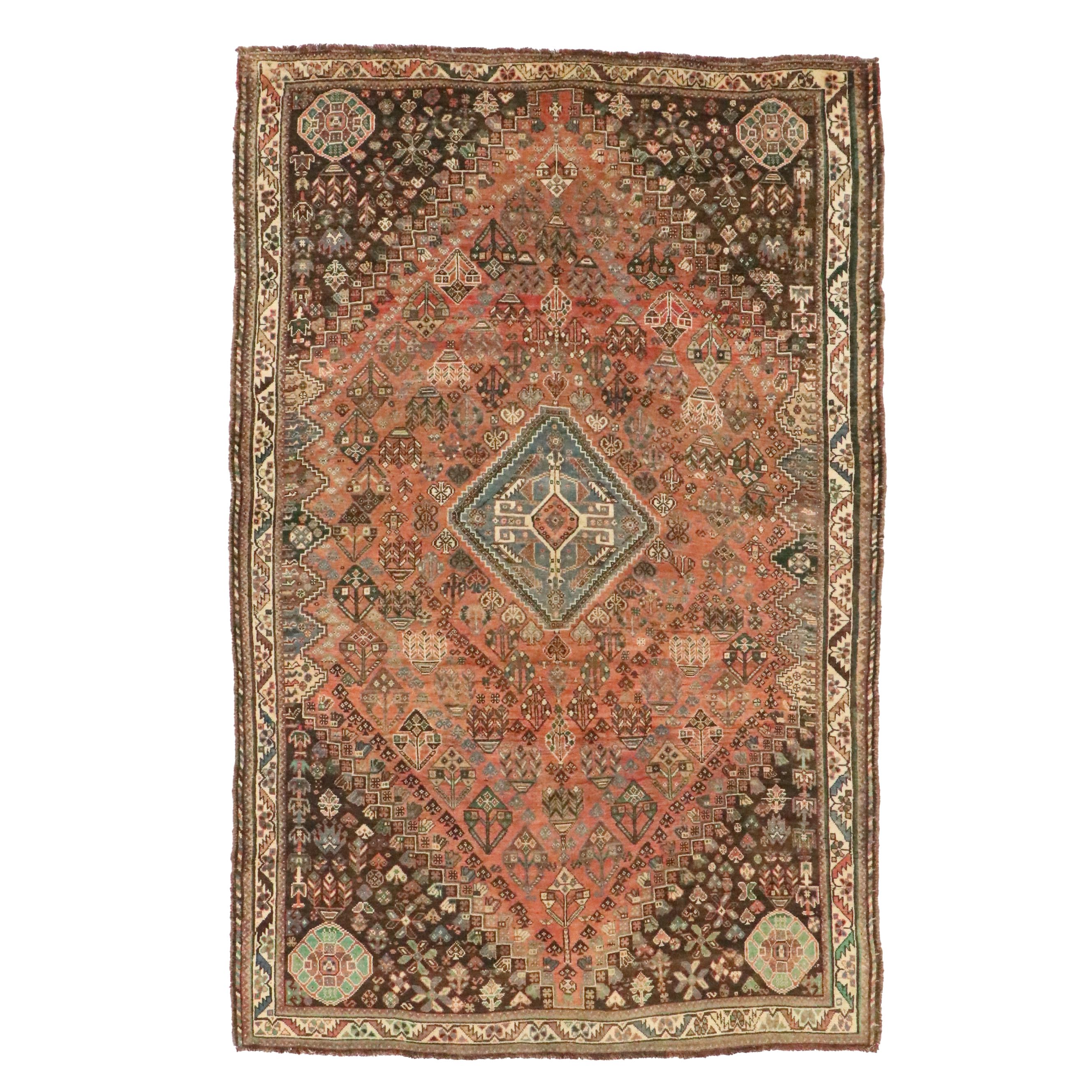 5'6 x 8'5 Hand-Knotted Persian Qashqai Area Rug