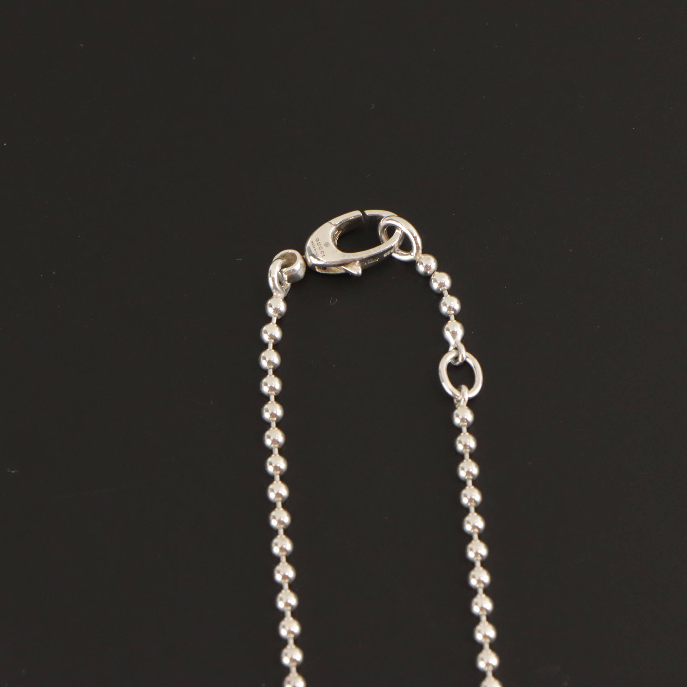 Gucci Sterling Silver GG Heart Necklace in Box