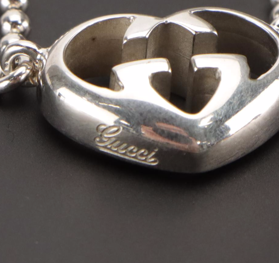Gucci Sterling Silver GG Heart Necklace in Box