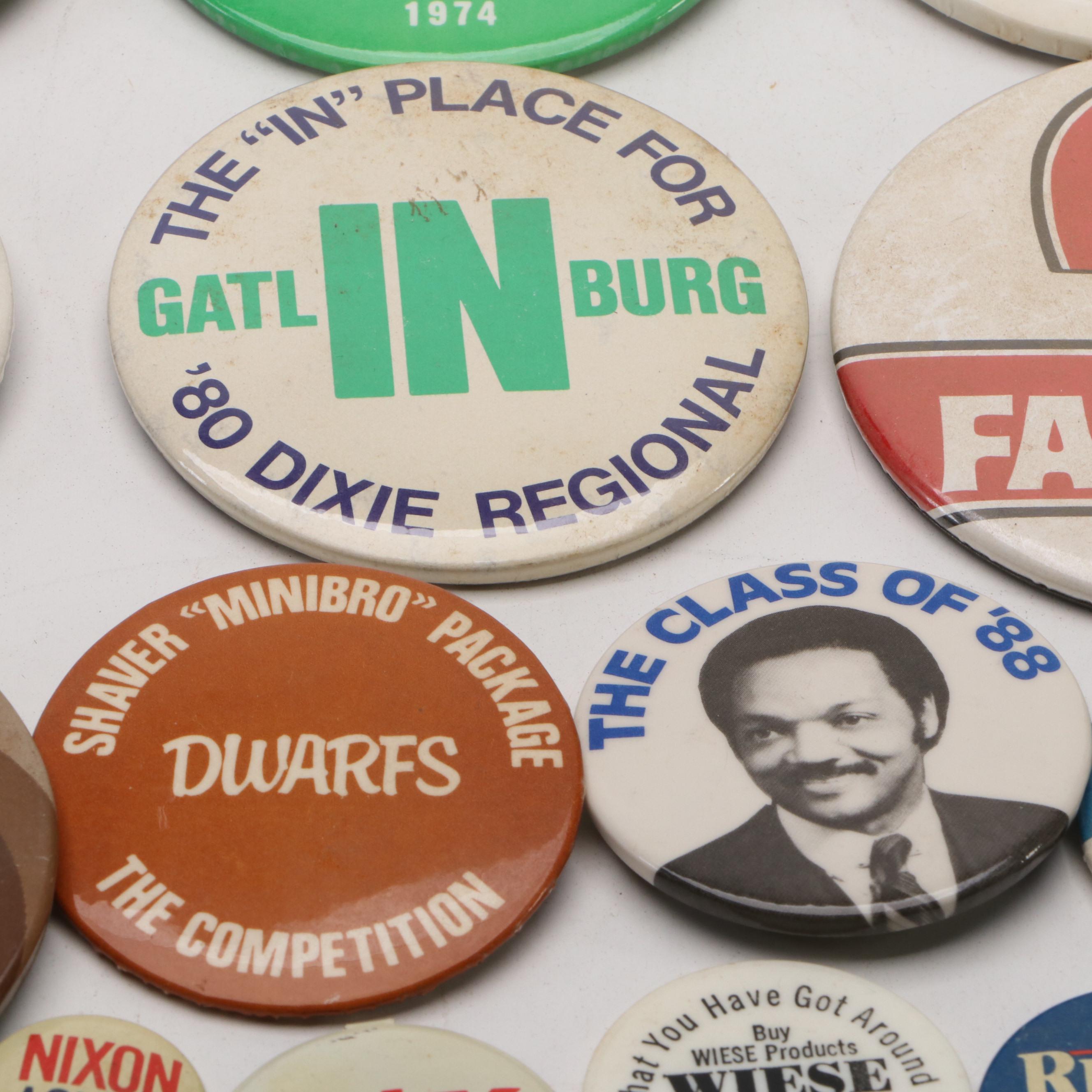 Atlanta Falcons, Dwight Eisenhower, Richard Nixon and Other Novelty Pinbacks