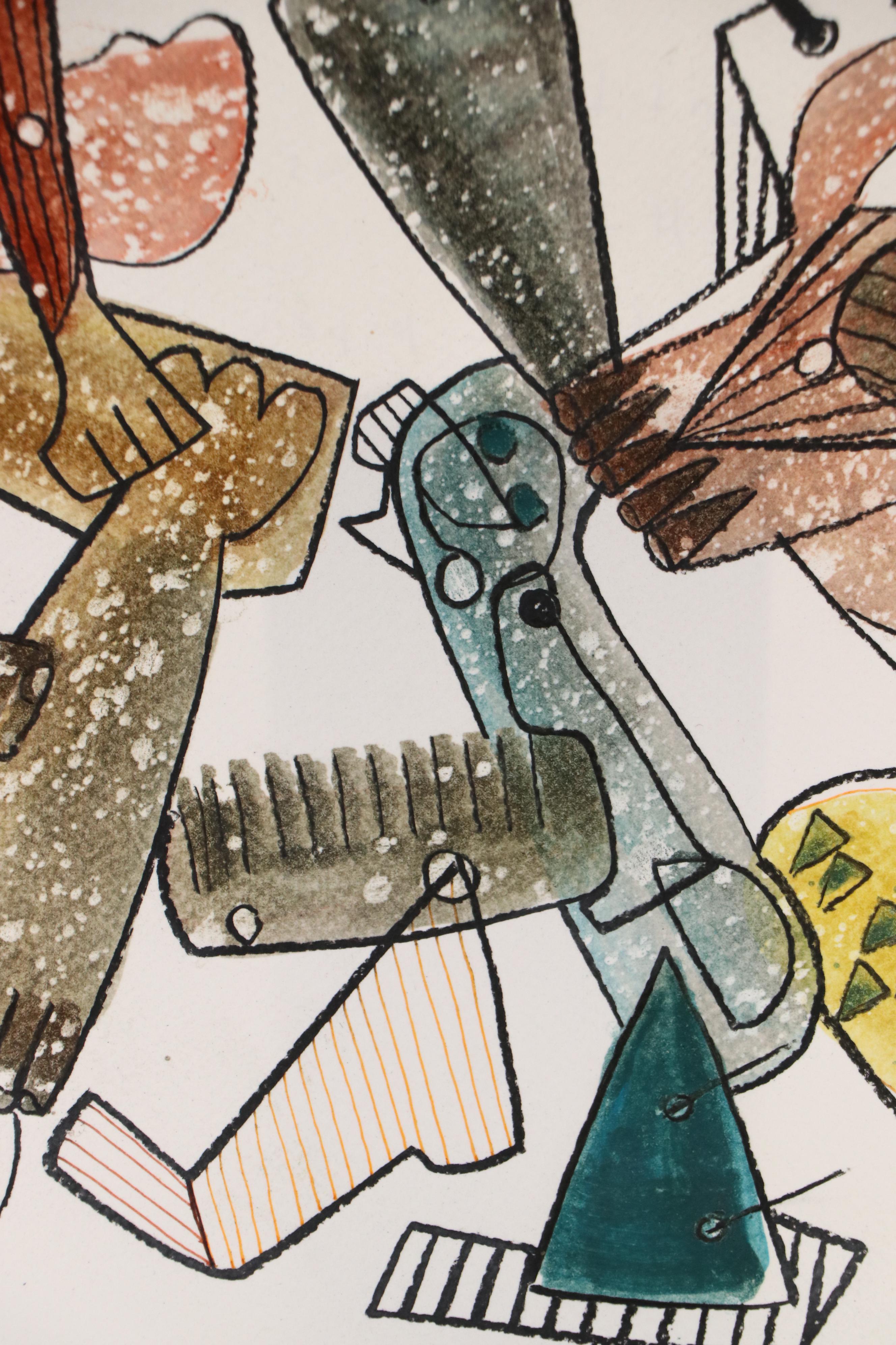 Michel Blázquez Surrealist Mixed Media Painting "Untitled #70," 2025