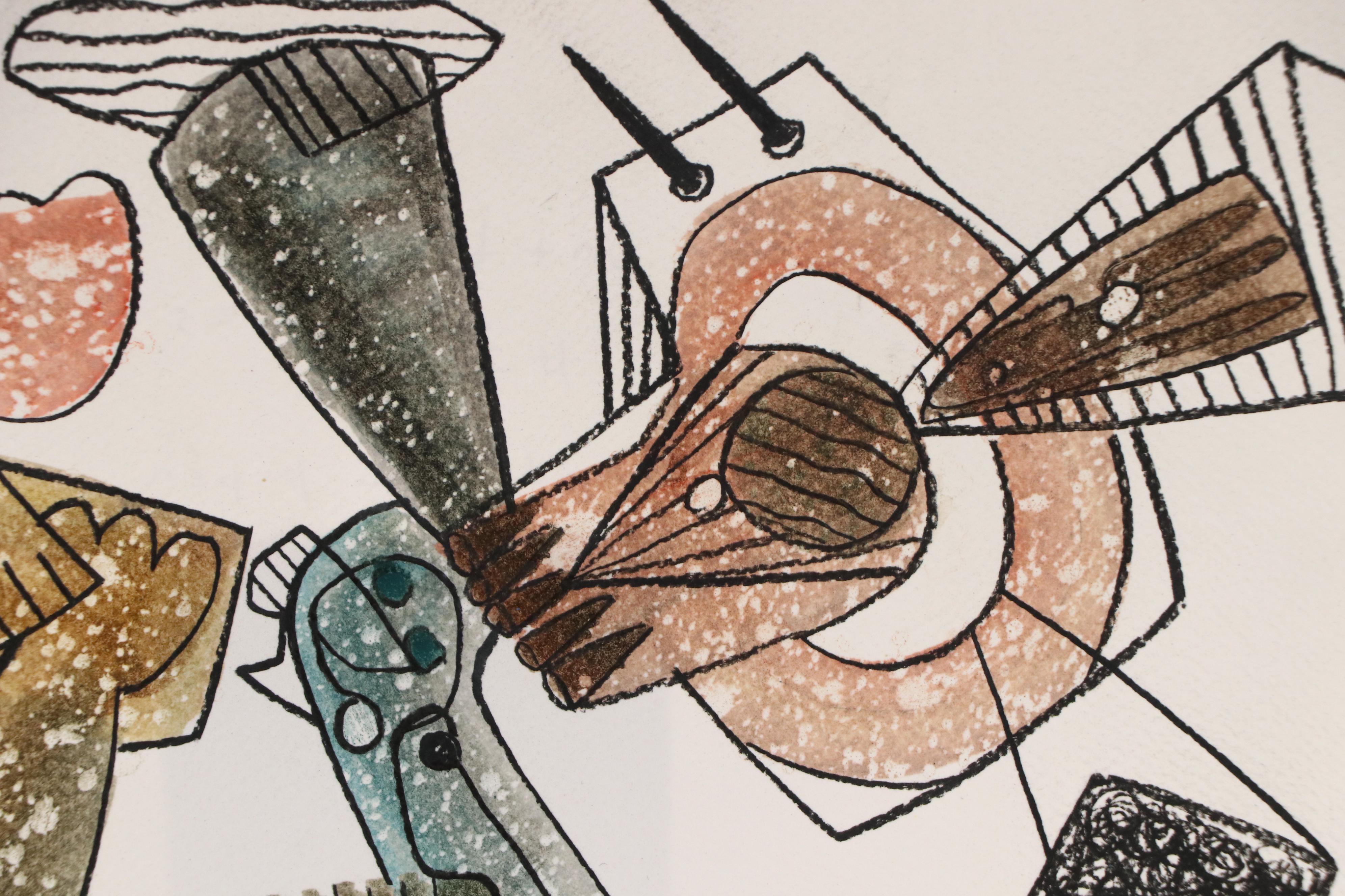 Michel Blázquez Surrealist Mixed Media Painting "Untitled #70," 2025