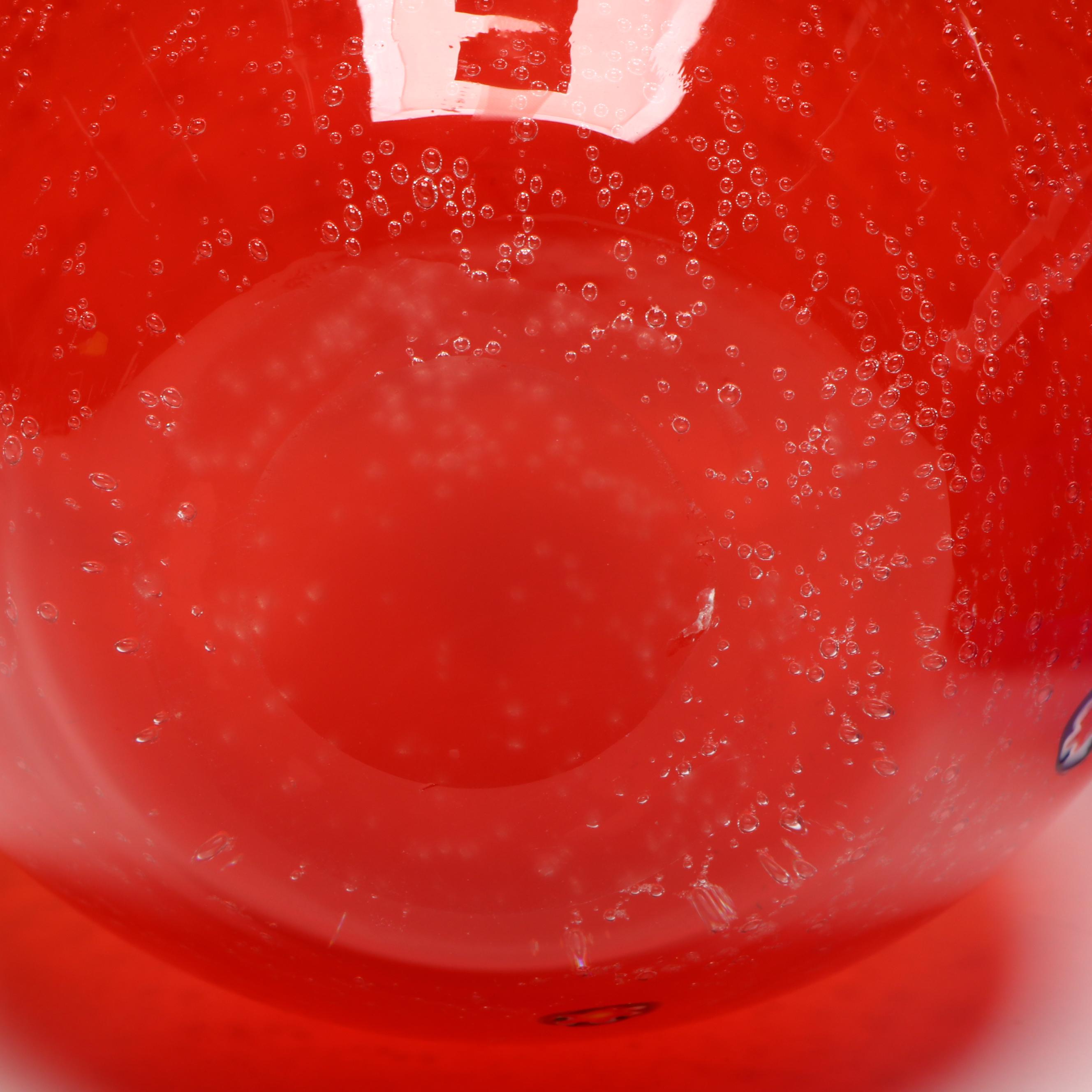 Margies Garden Blown Glass Bubble Vase with Other Blue Glass Vase