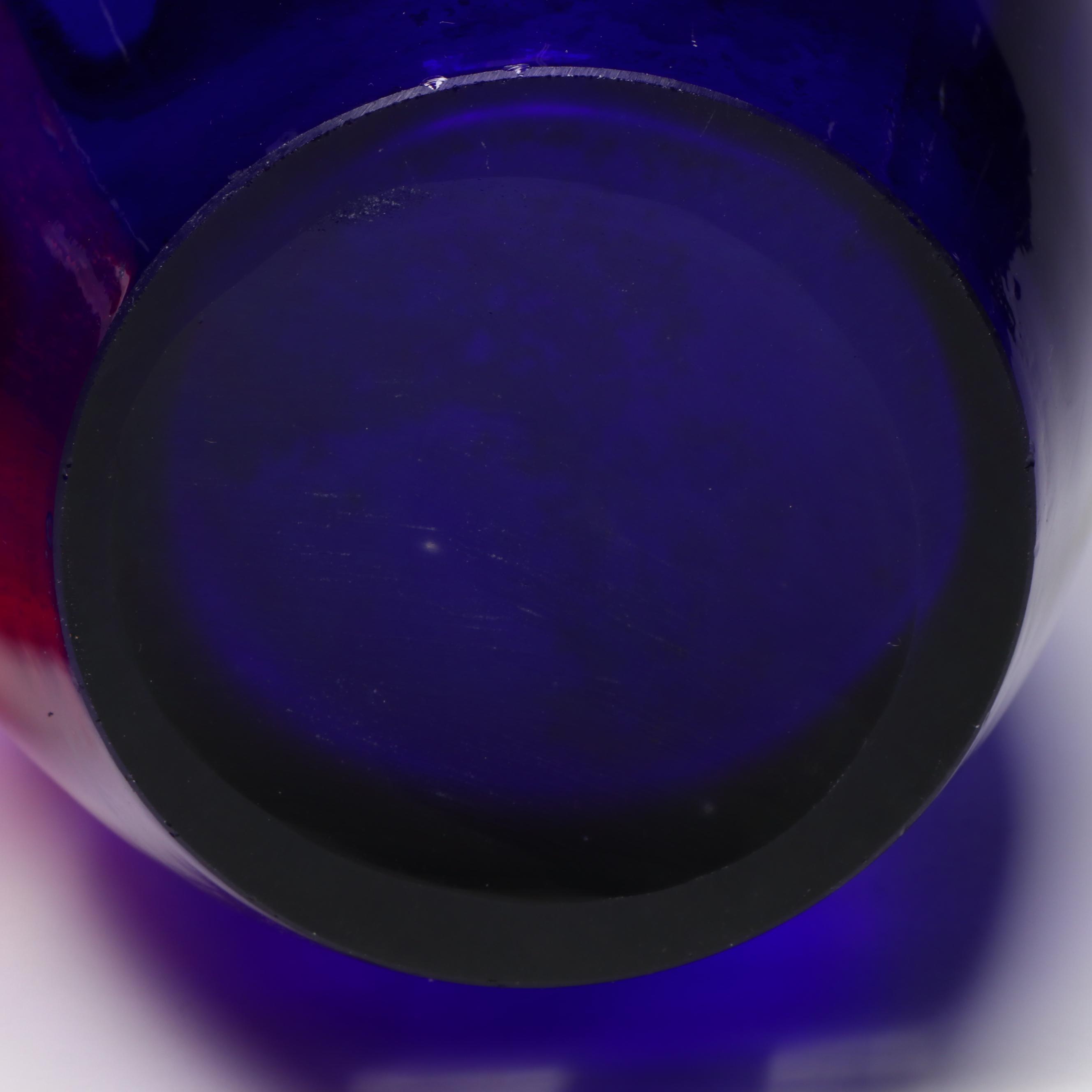 Margies Garden Blown Glass Bubble Vase with Other Blue Glass Vase