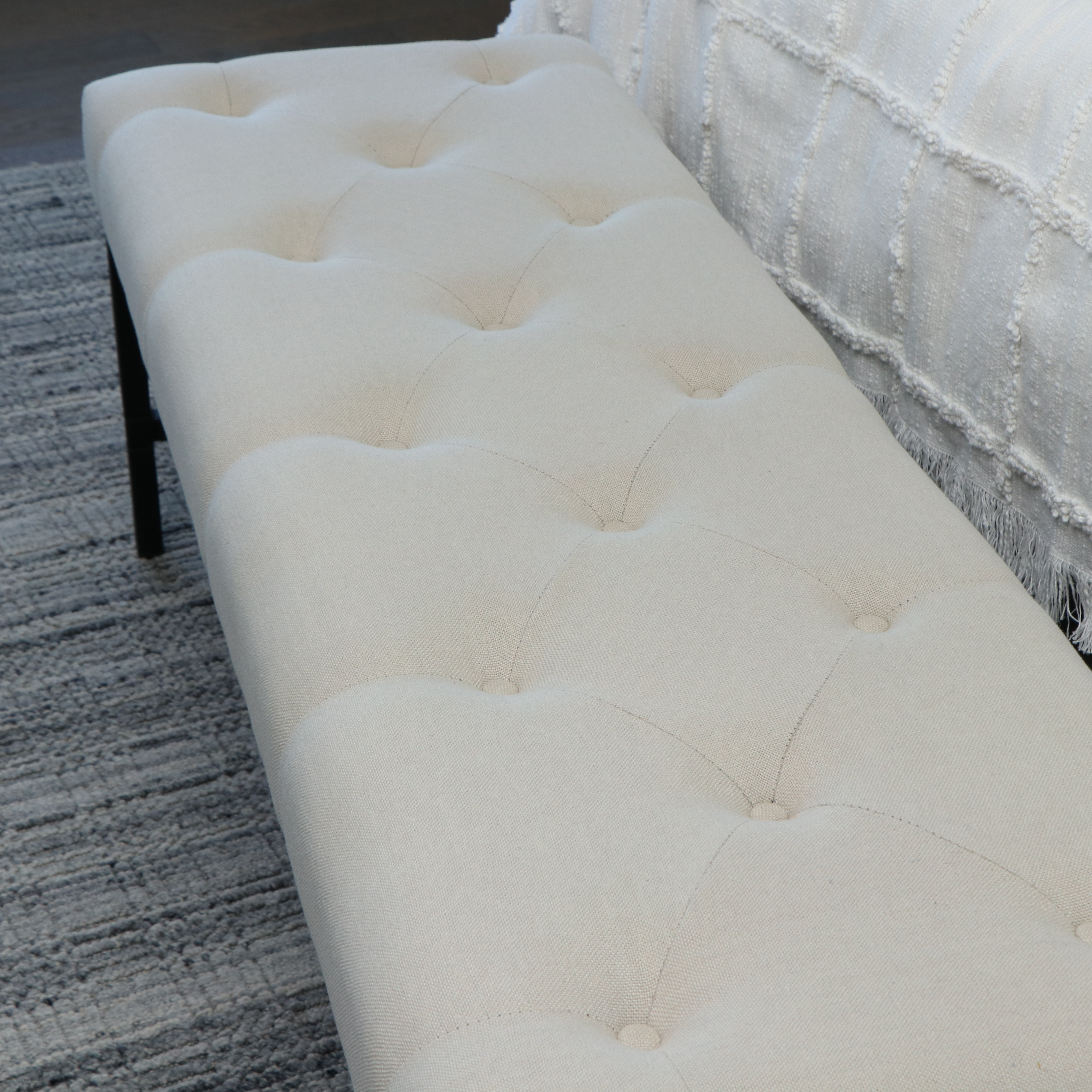 Gabby Home "Joseph" Button Tufted Linen Blend Bench