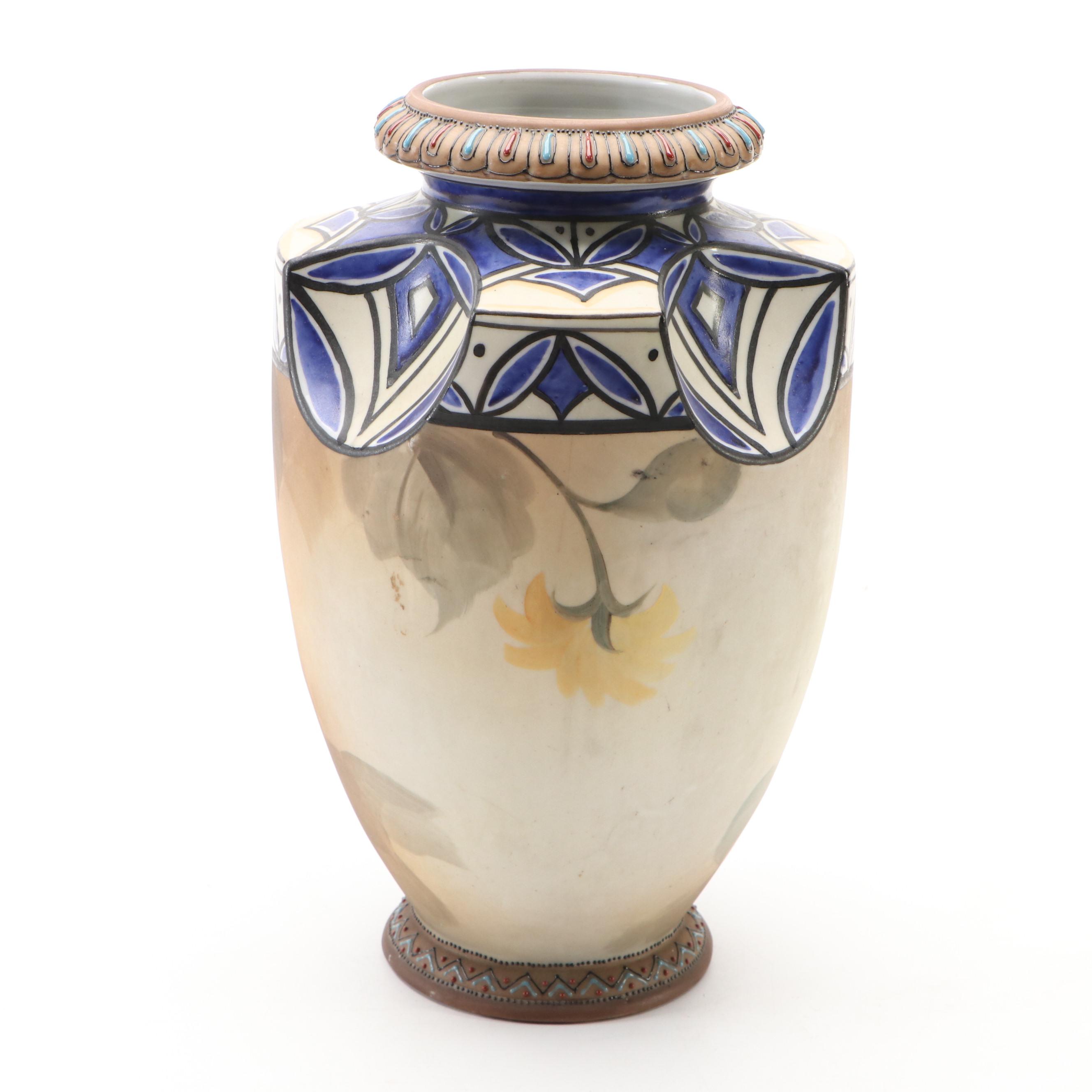Nippon Art Nouveau Style Porcelain Vase, Early 20th Century