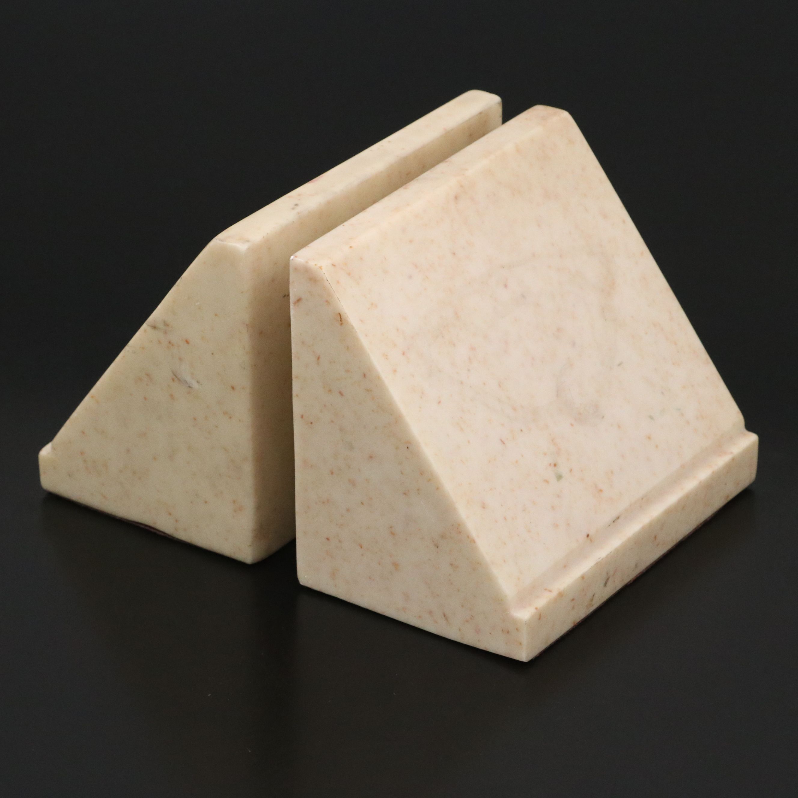 Carved White Marble Bookends