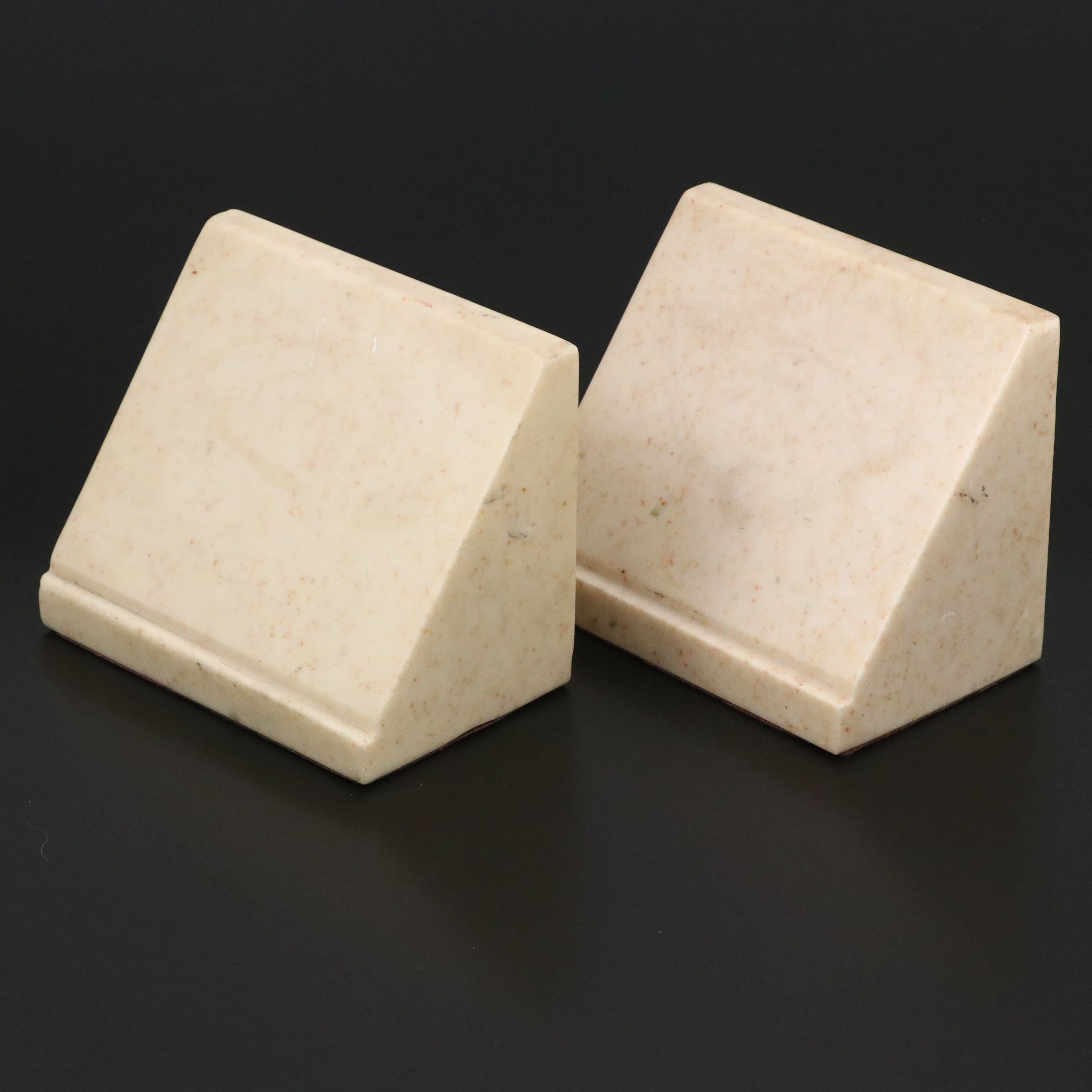 Carved White Marble Bookends