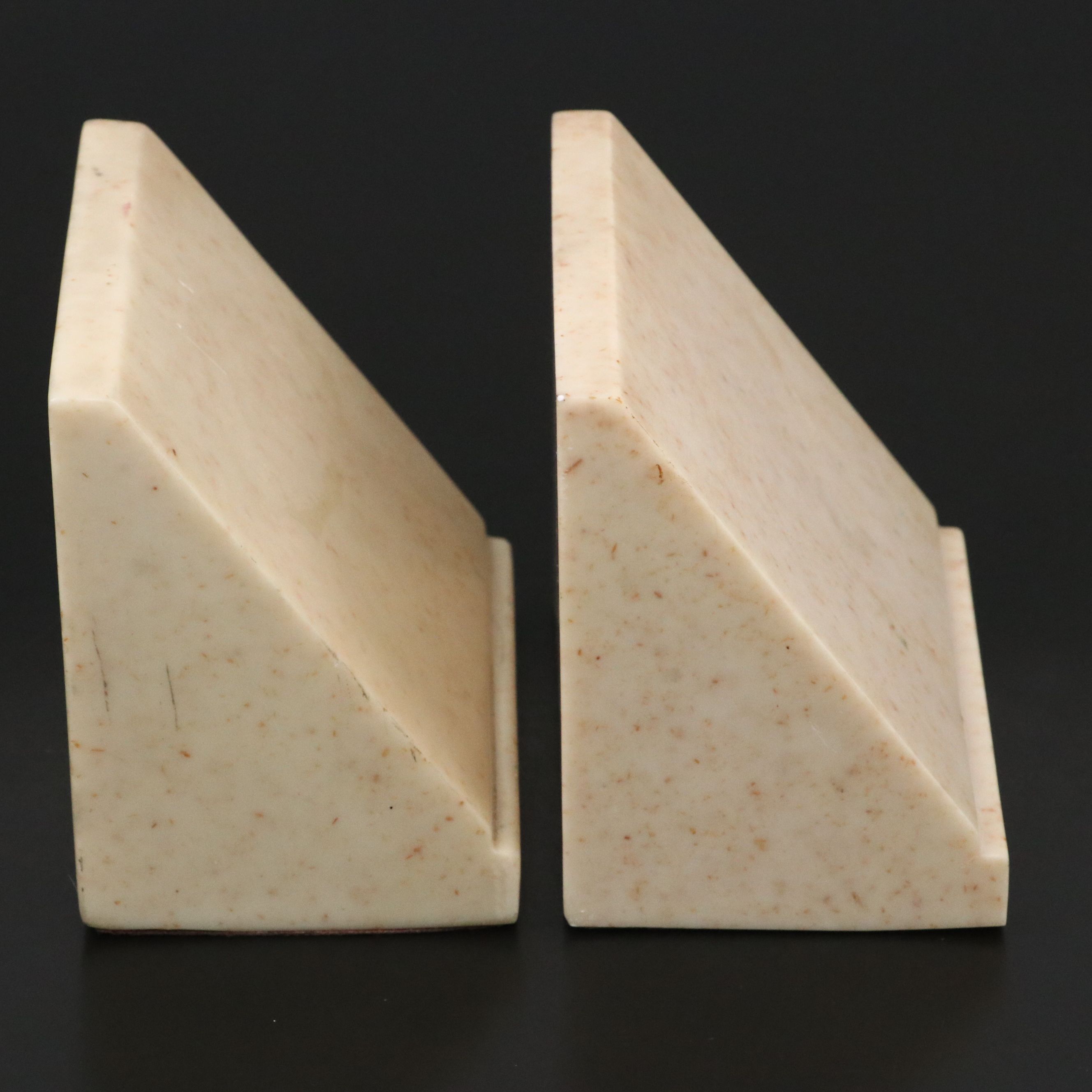 Carved White Marble Bookends