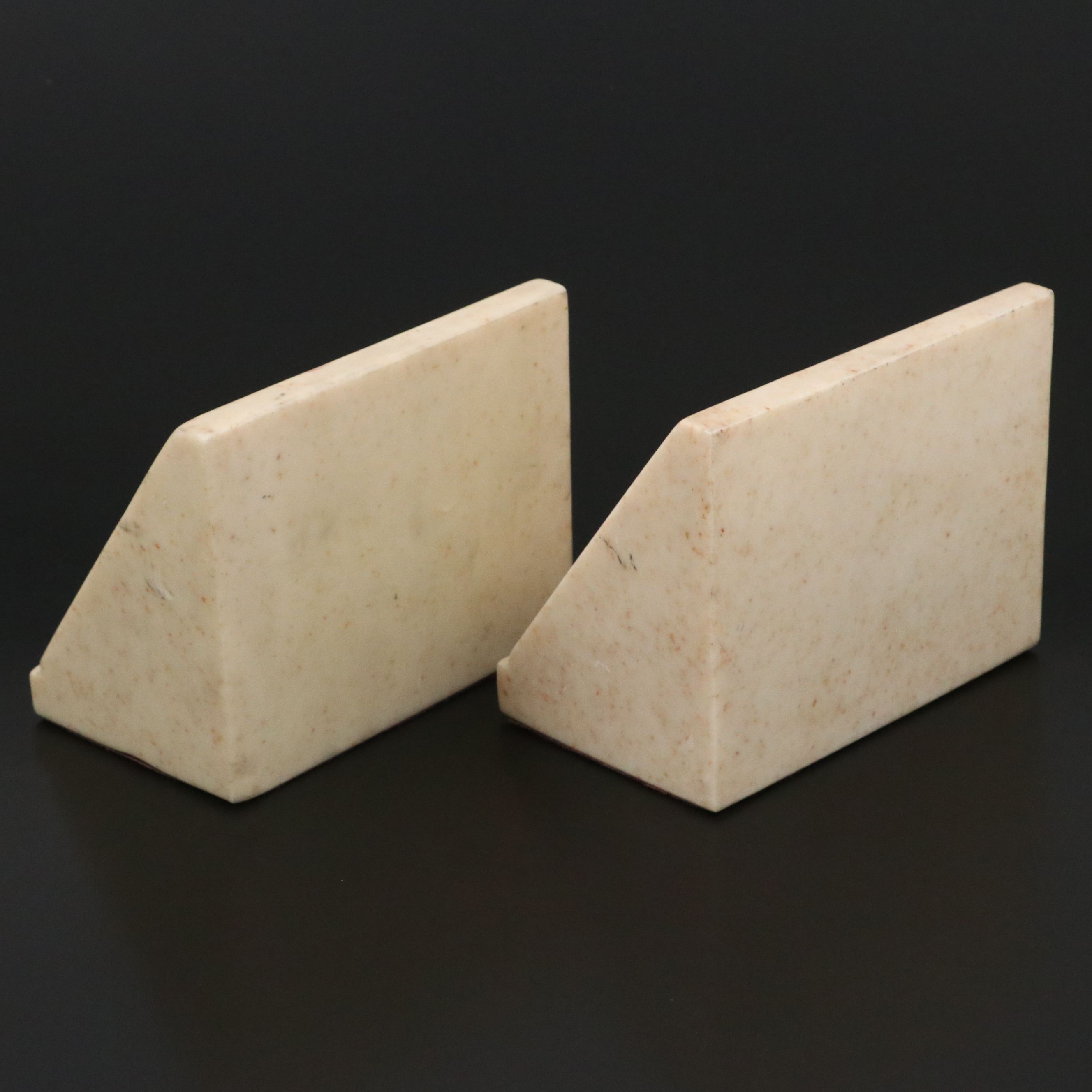 Carved White Marble Bookends