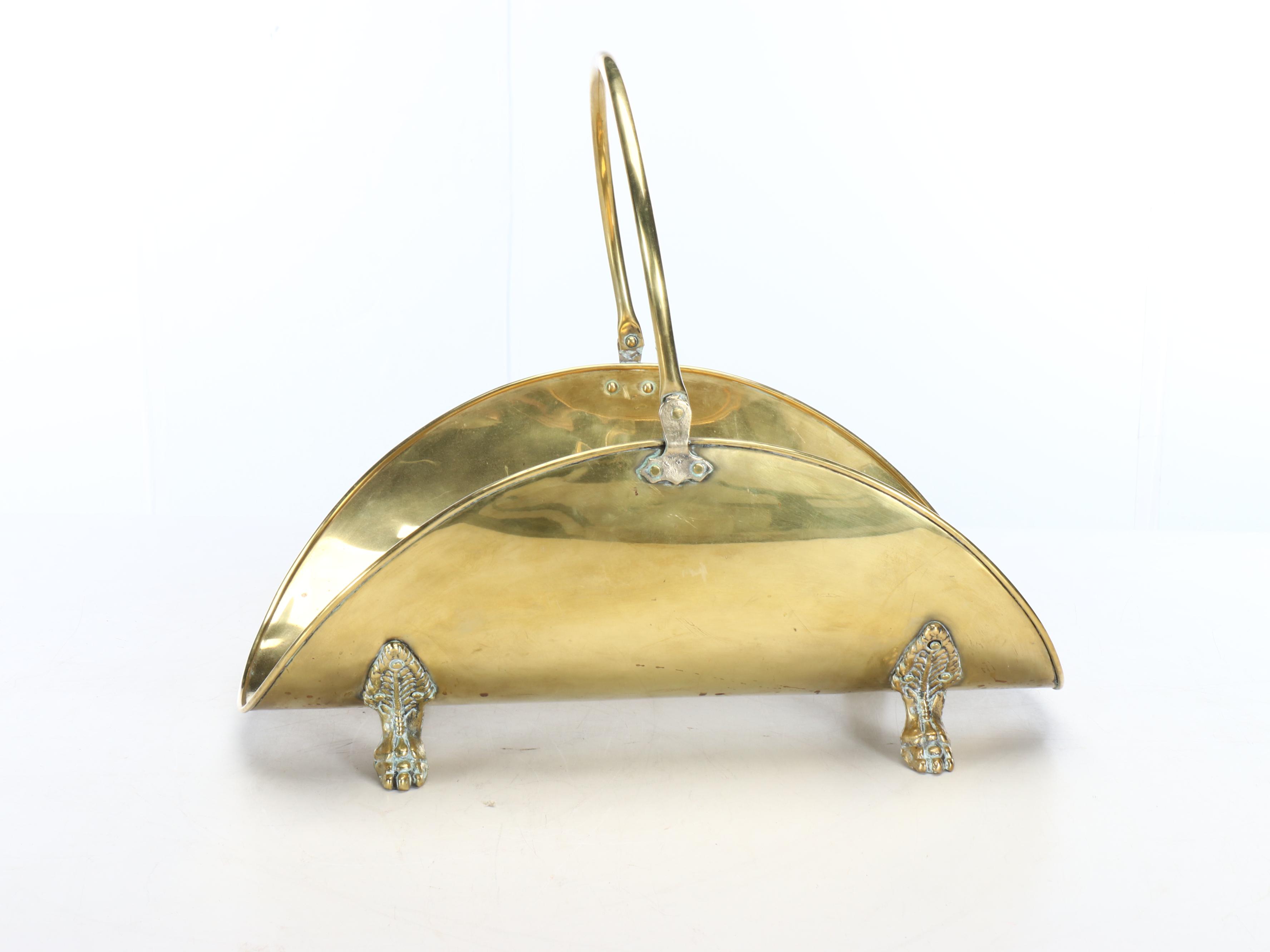 Brass Claw Footed Firewood Basket