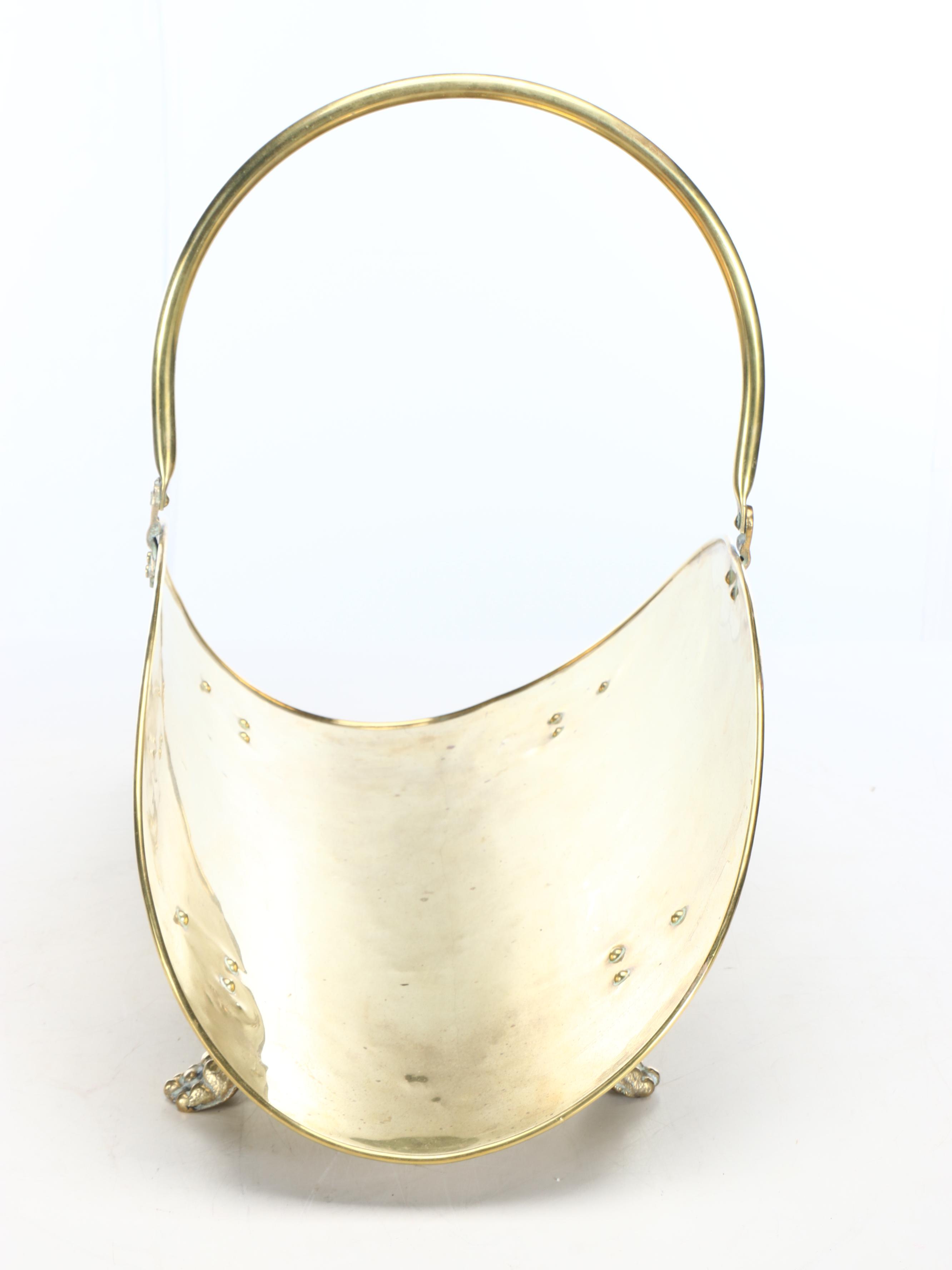 Brass Claw Footed Firewood Basket