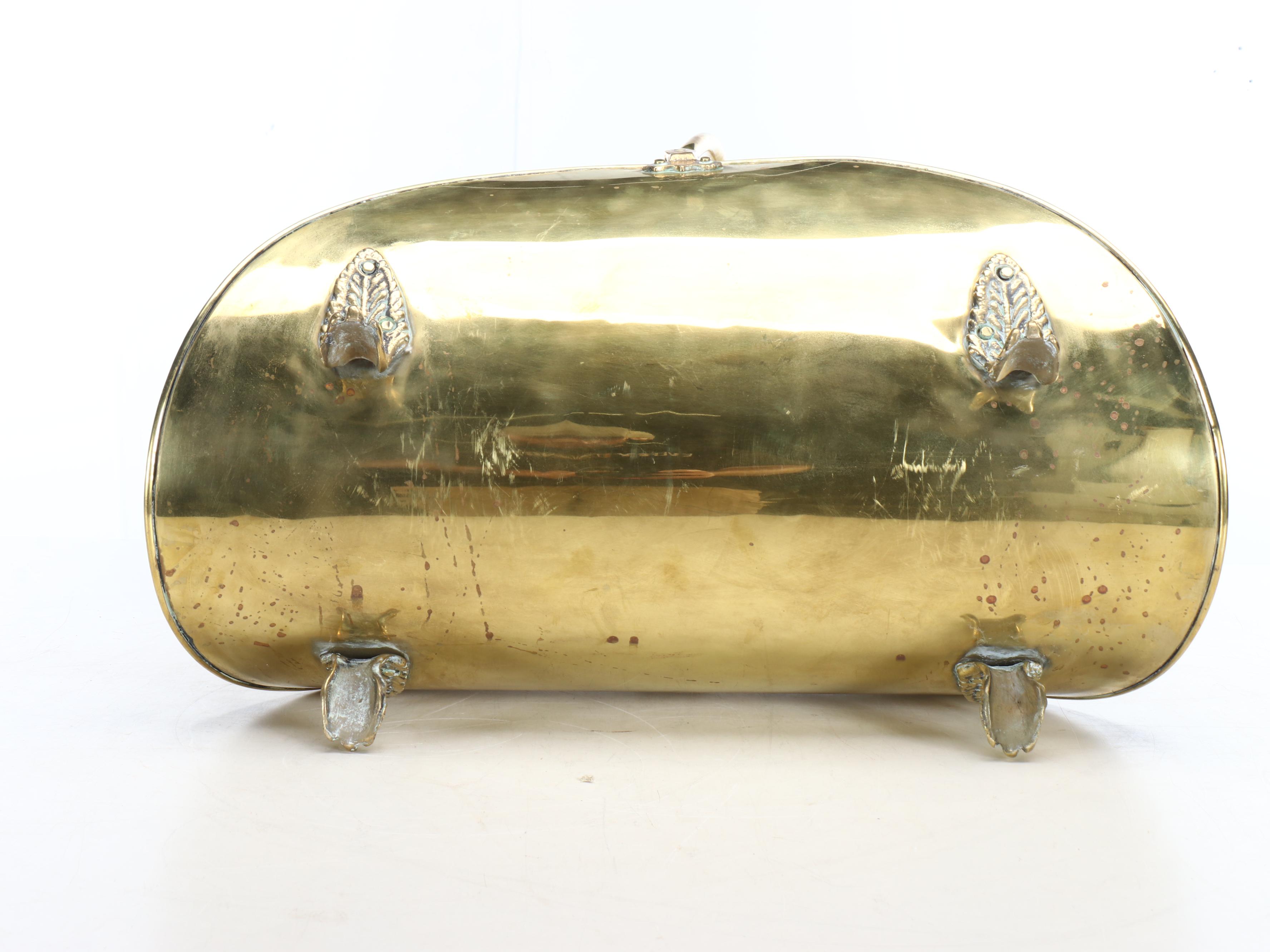 Brass Claw Footed Firewood Basket