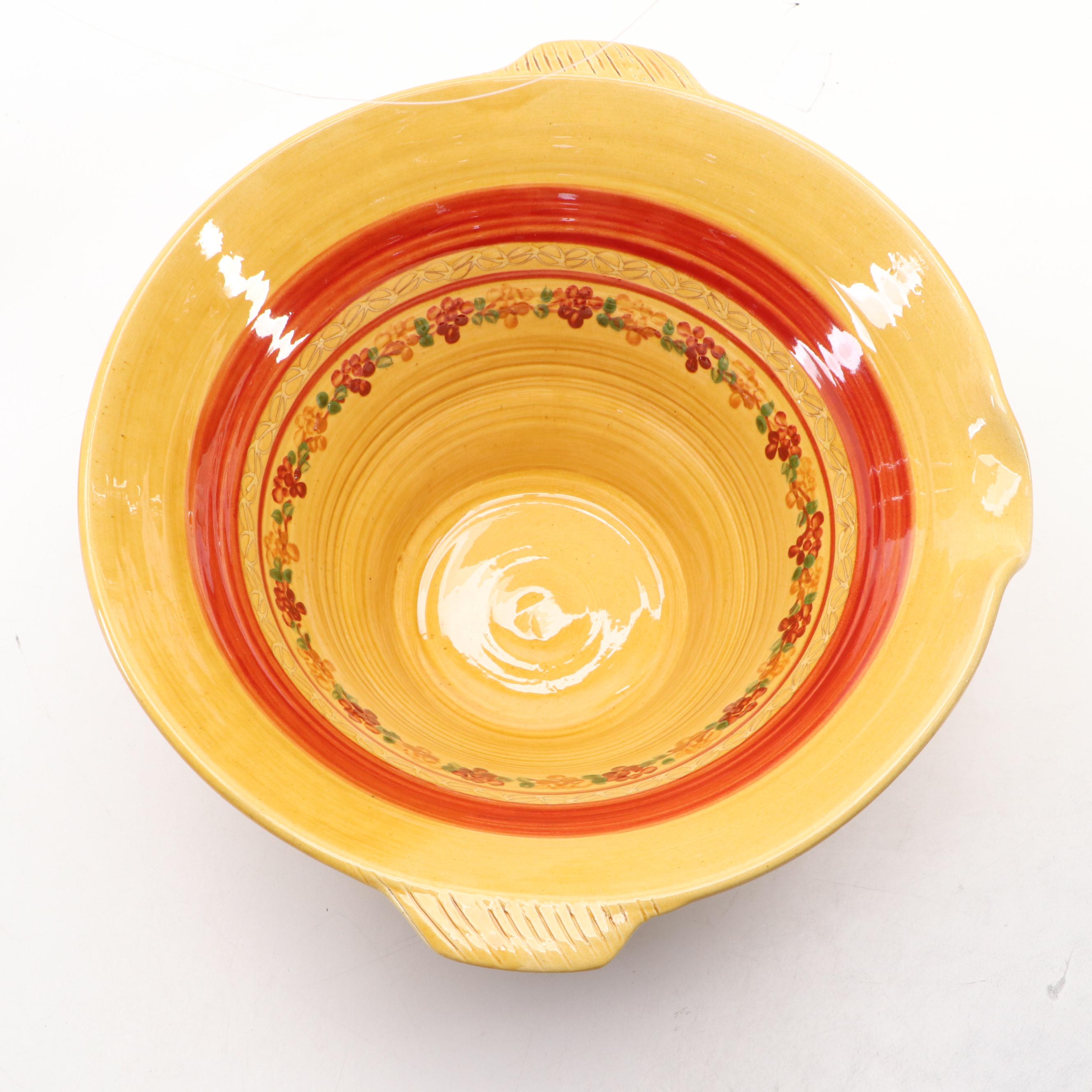 French Terre Provence Glazed Terracotta Batter Bowl