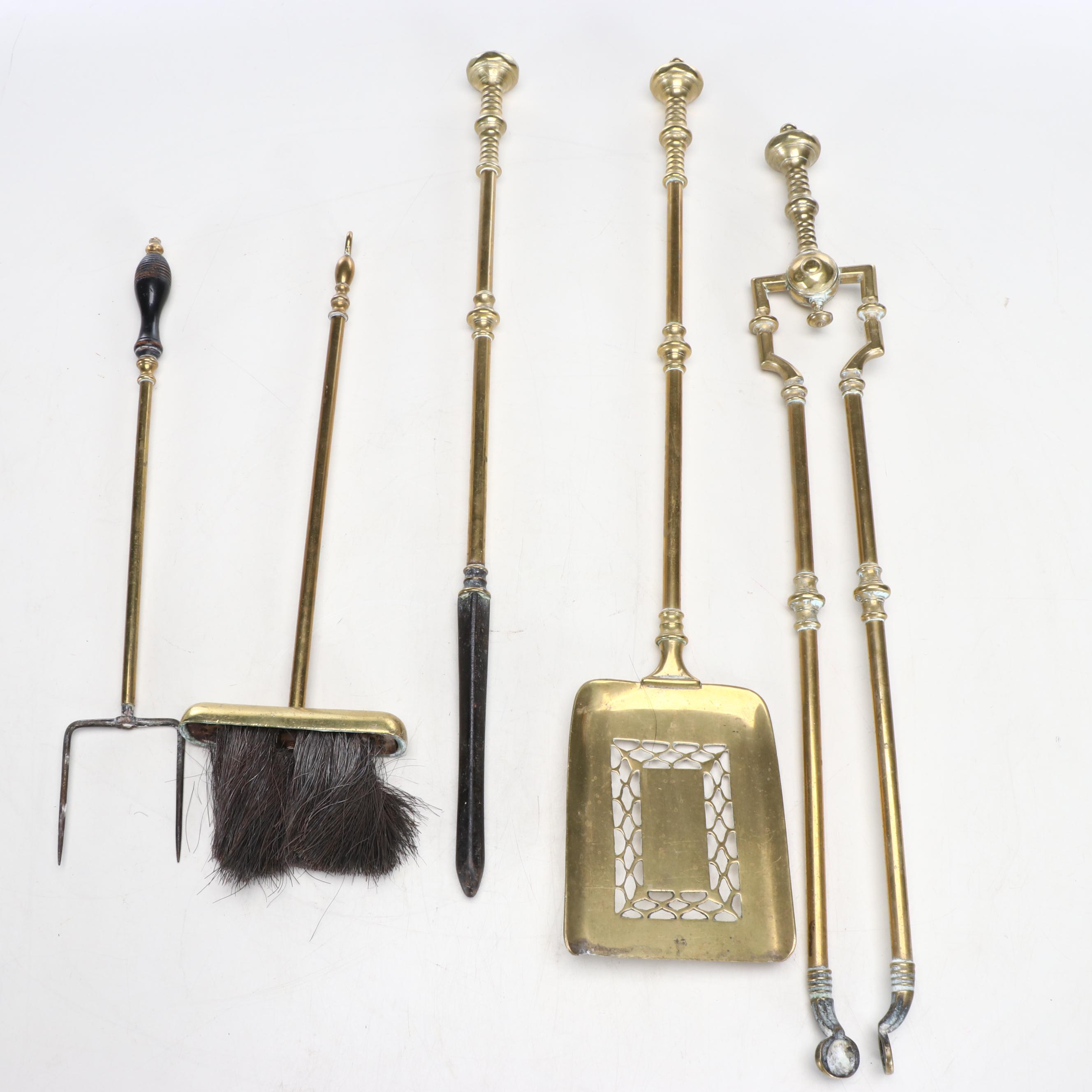 Victorian Style Brass Fireplace Tool Set