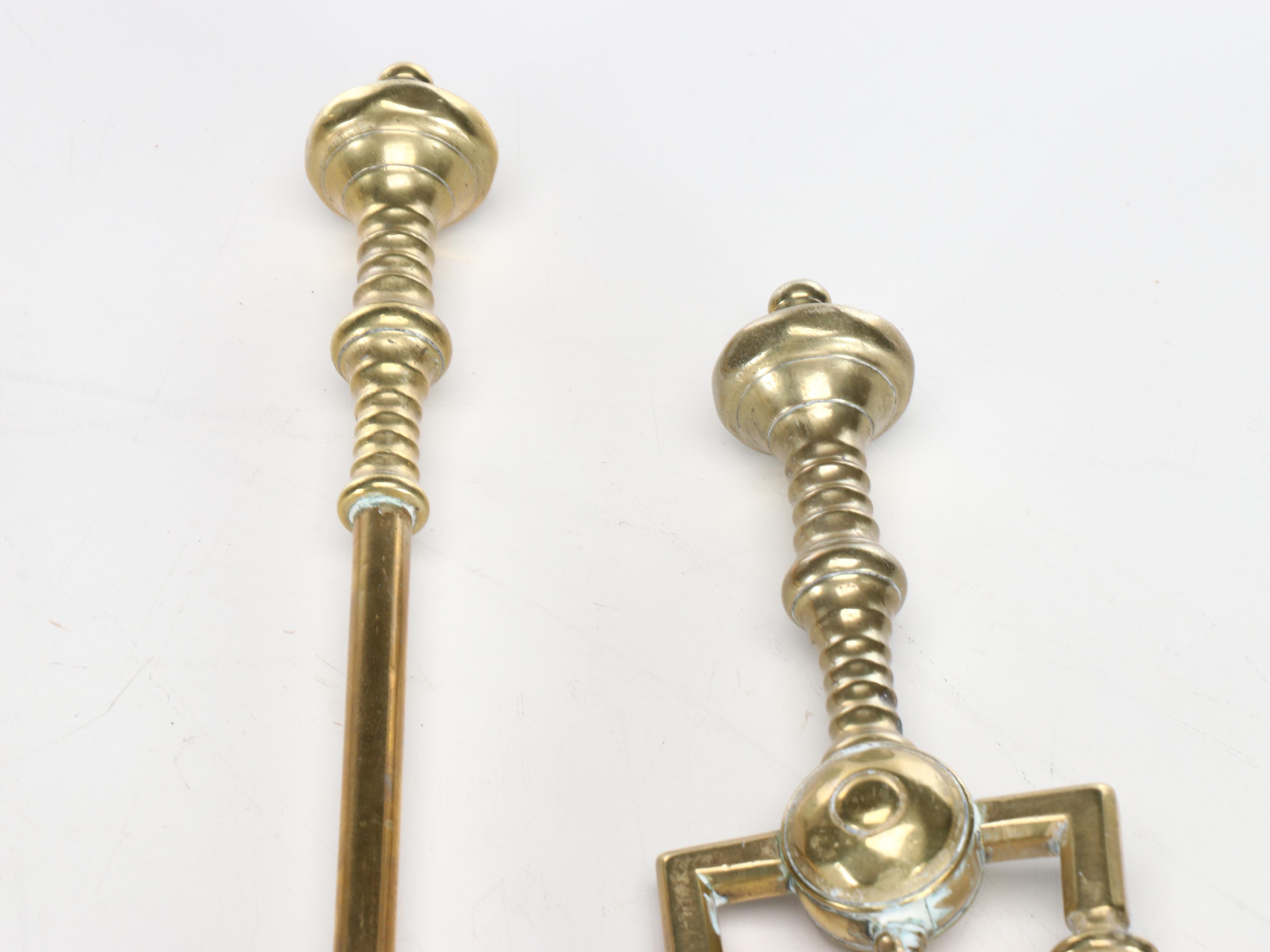 Victorian Style Brass Fireplace Tool Set