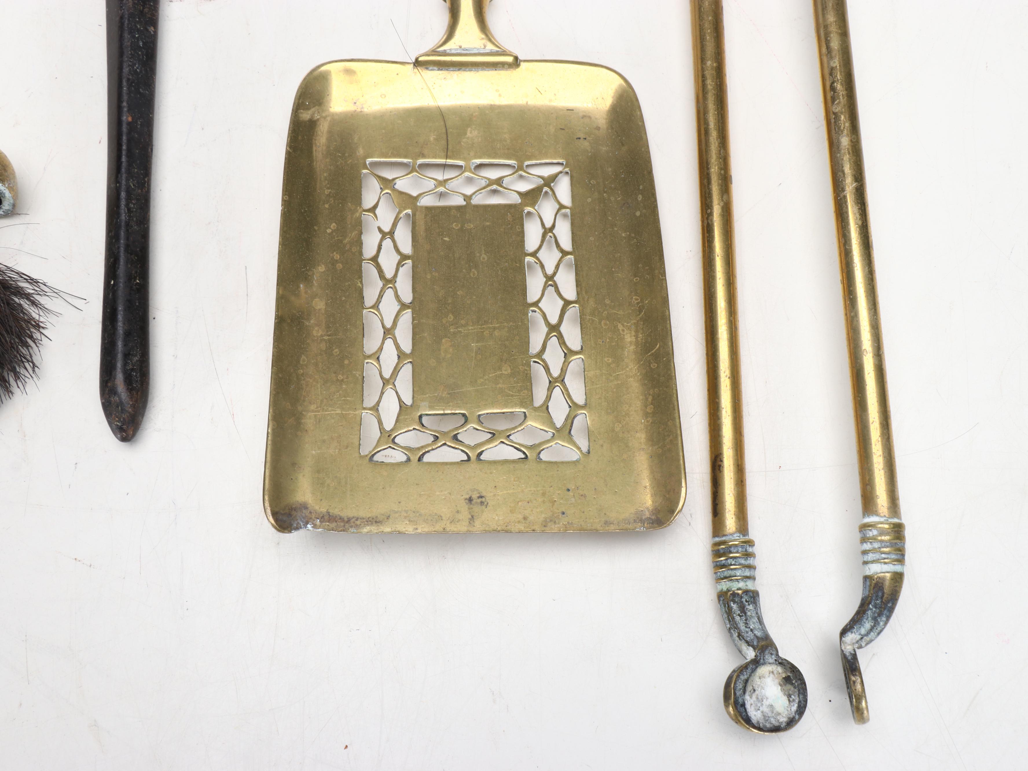 Victorian Style Brass Fireplace Tool Set
