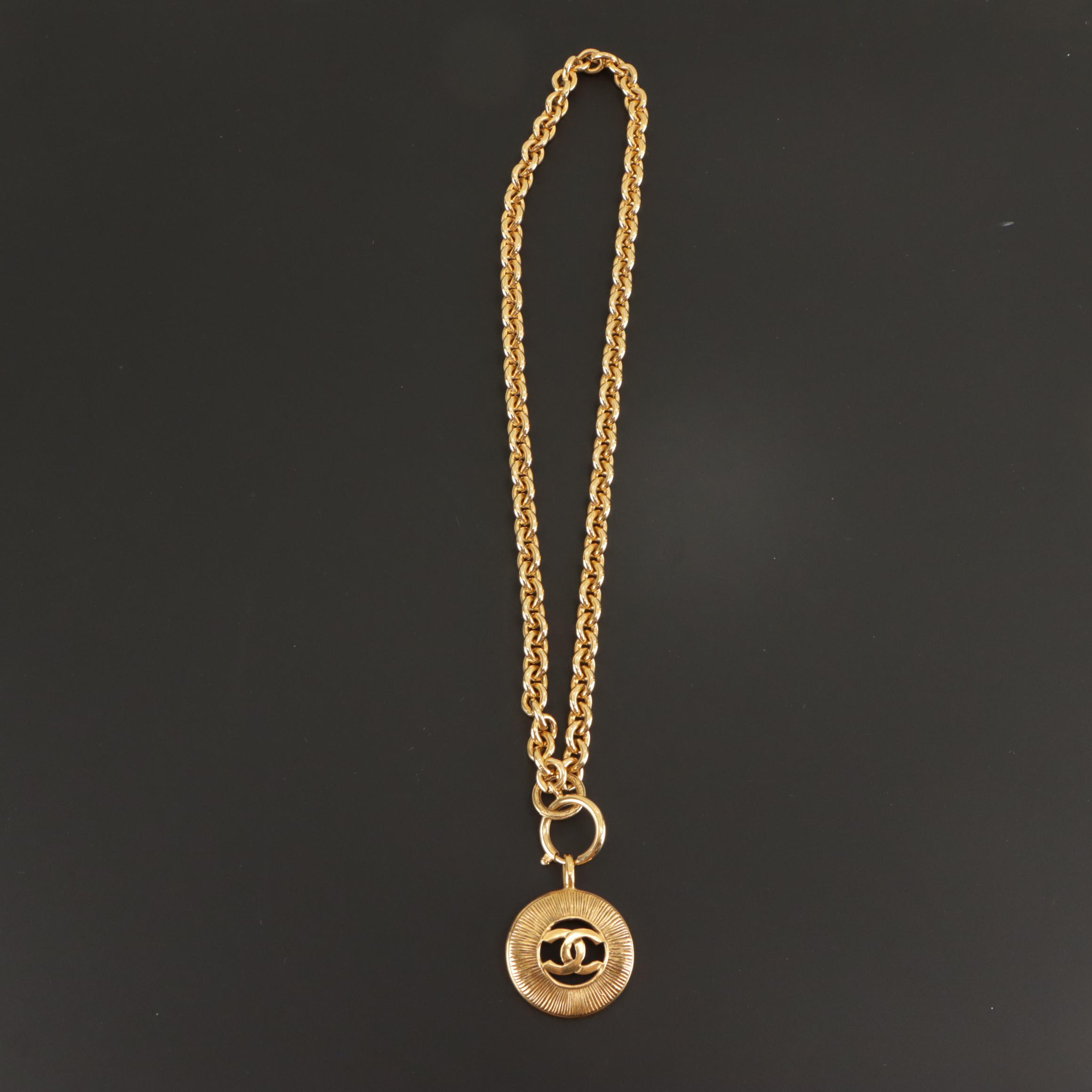 Chanel CC Medallion Pendant Necklace in Box