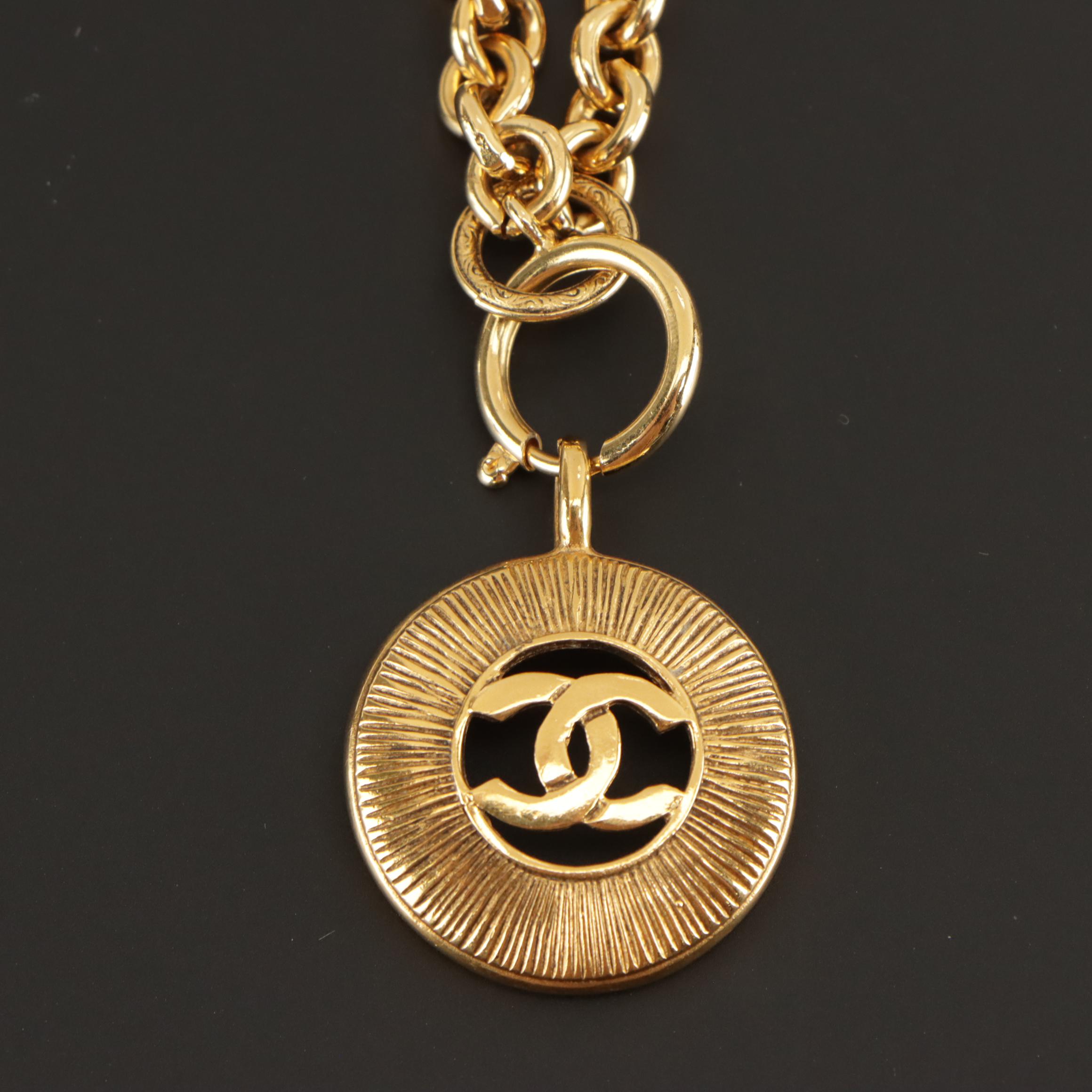 Chanel CC Medallion Pendant Necklace in Box