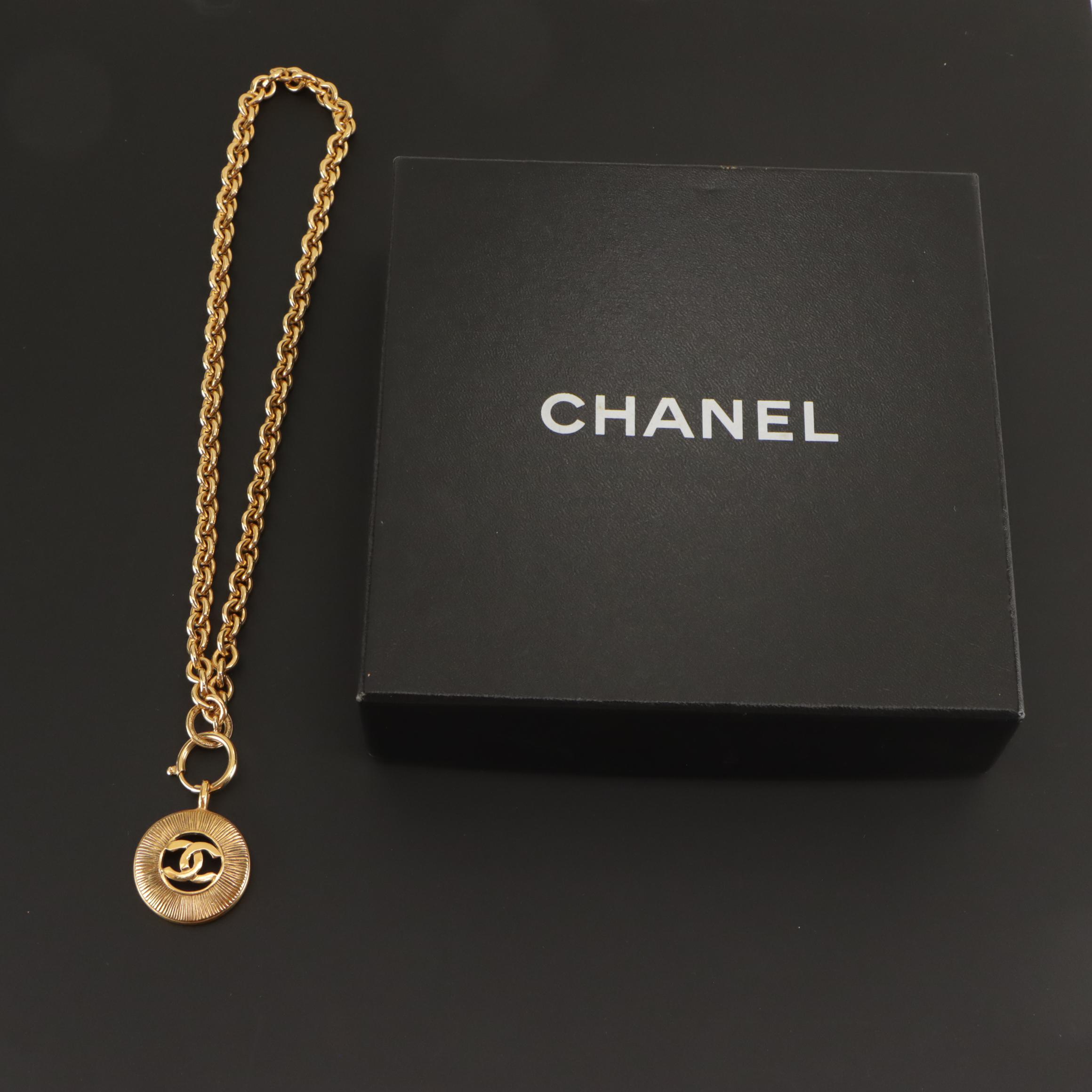 Chanel CC Medallion Pendant Necklace in Box