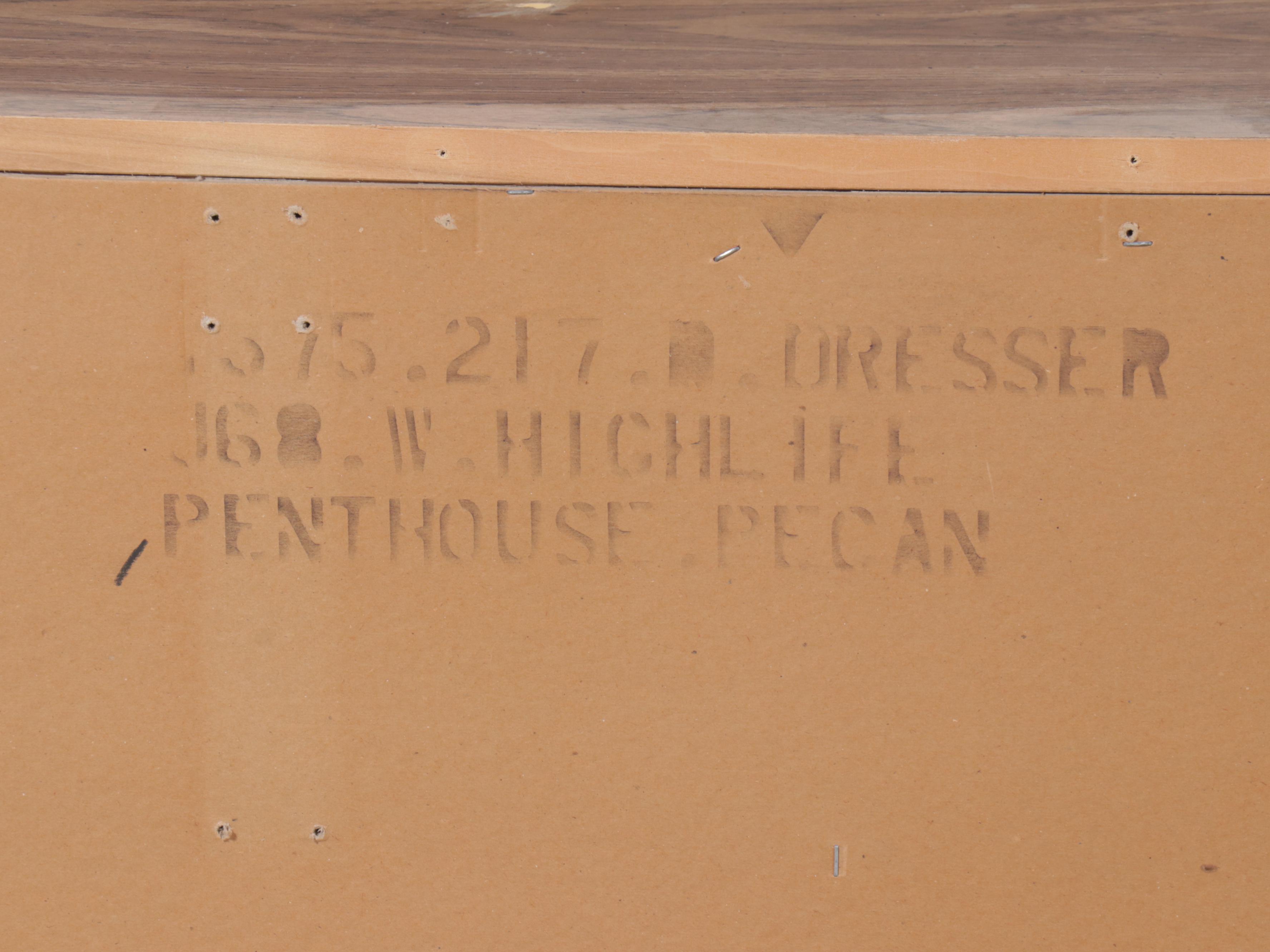 Bassett Furniture "Penthouse Pecan" Dresser with Mirror, Mid to Late 20th C.