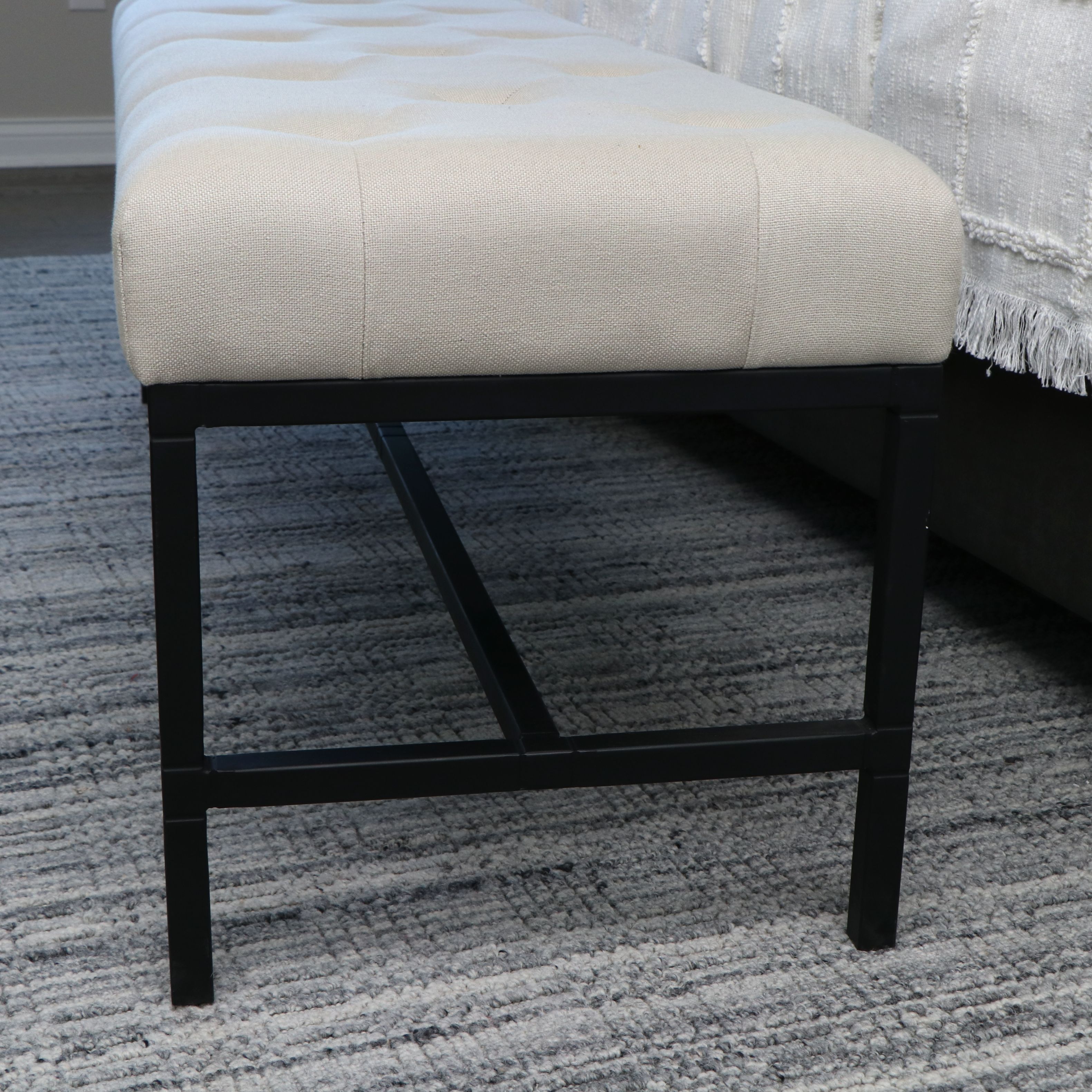 Gabby Home "Joseph" Button Tufted Linen Blend Bench