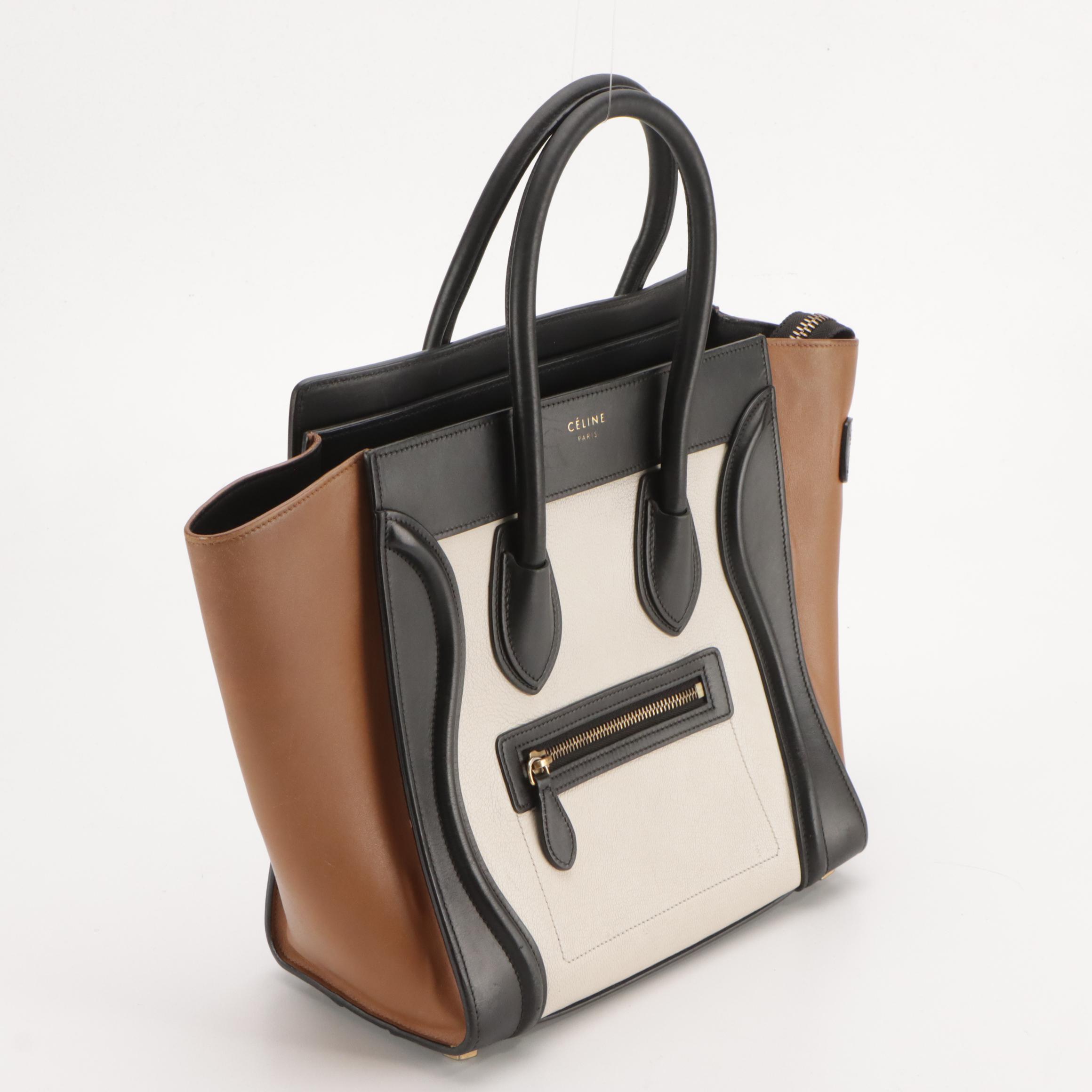 Céline Micro Luggage Handbag Tote in Tricolor Calfskin Leather