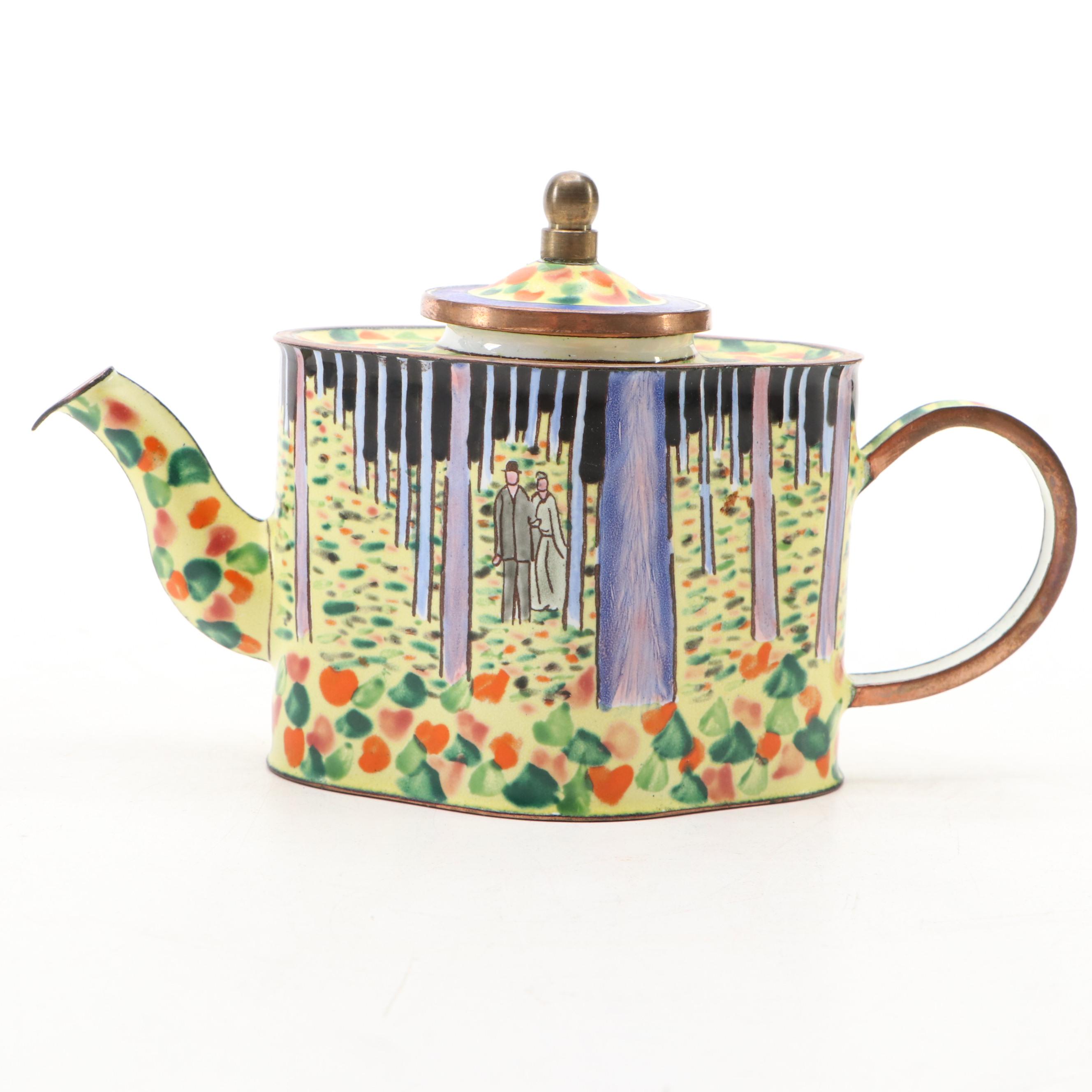 Charlotte di Vita Hand-Painted Copper and Enamel Miniature Teapots