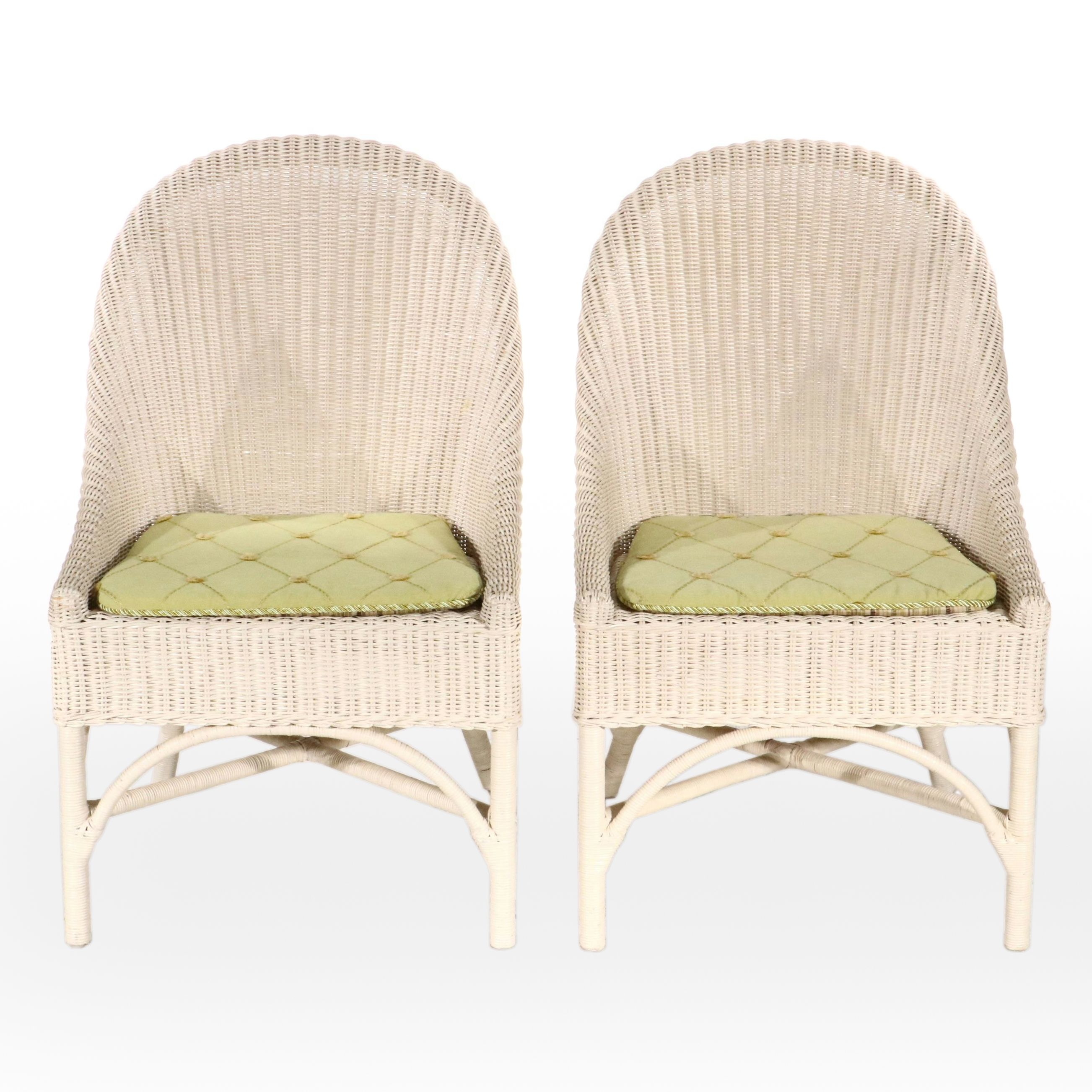 Pair of White Wicker Armchairs, Early 21st Century