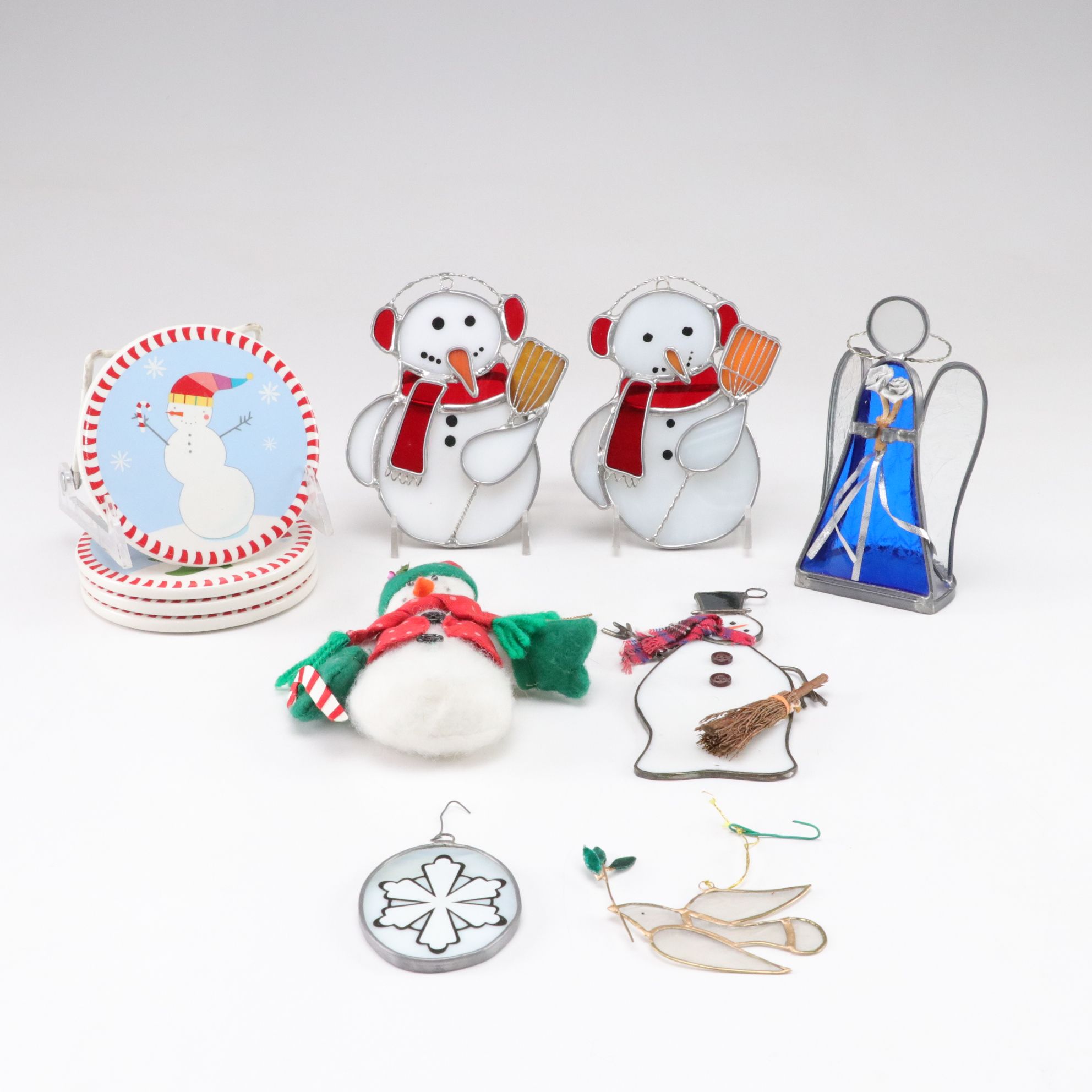 Stained Glass Snowman Window Hangers & Other Holiday Decor