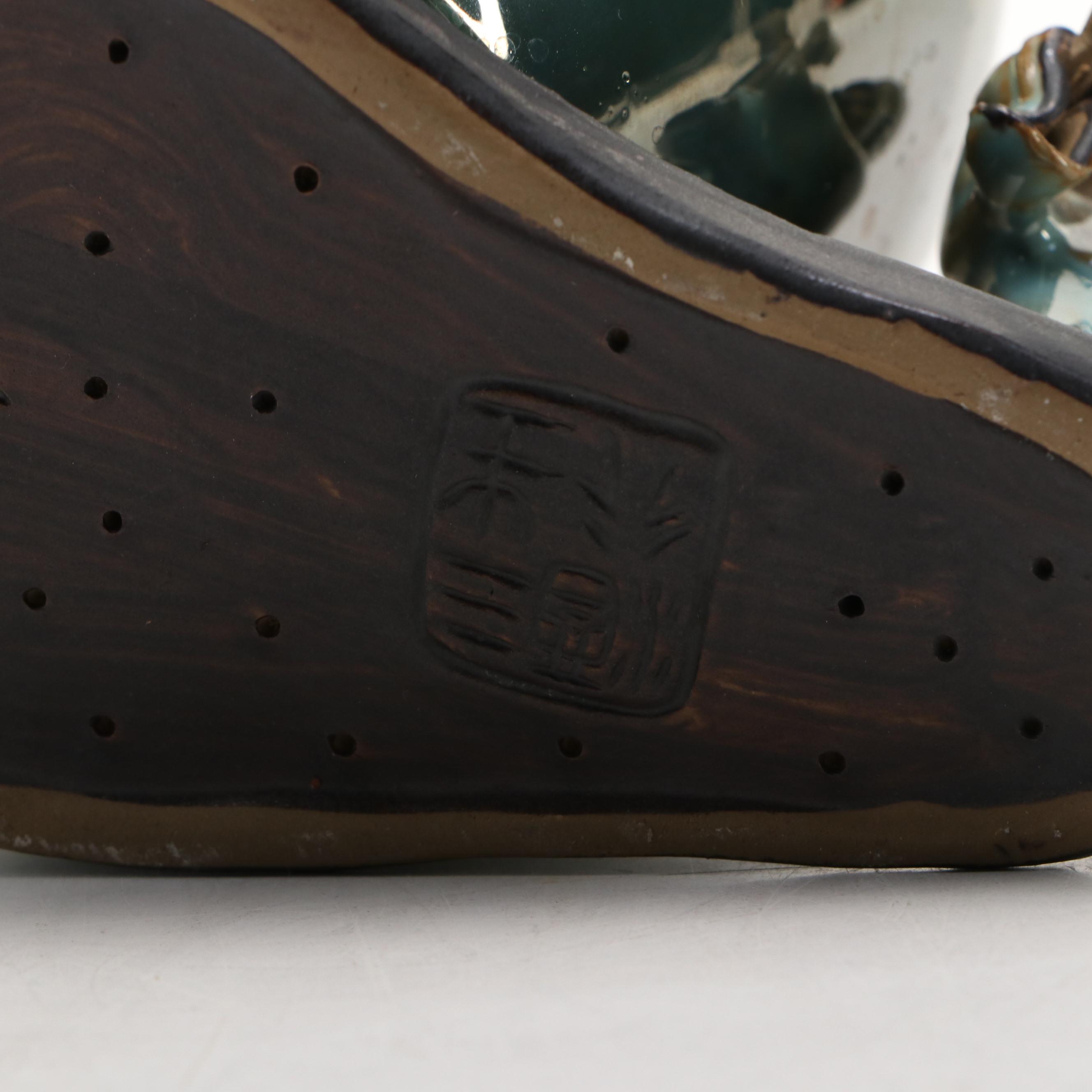 Chinese Majolica Pitcher and Bottle with Shiwan Ware Men on Vase