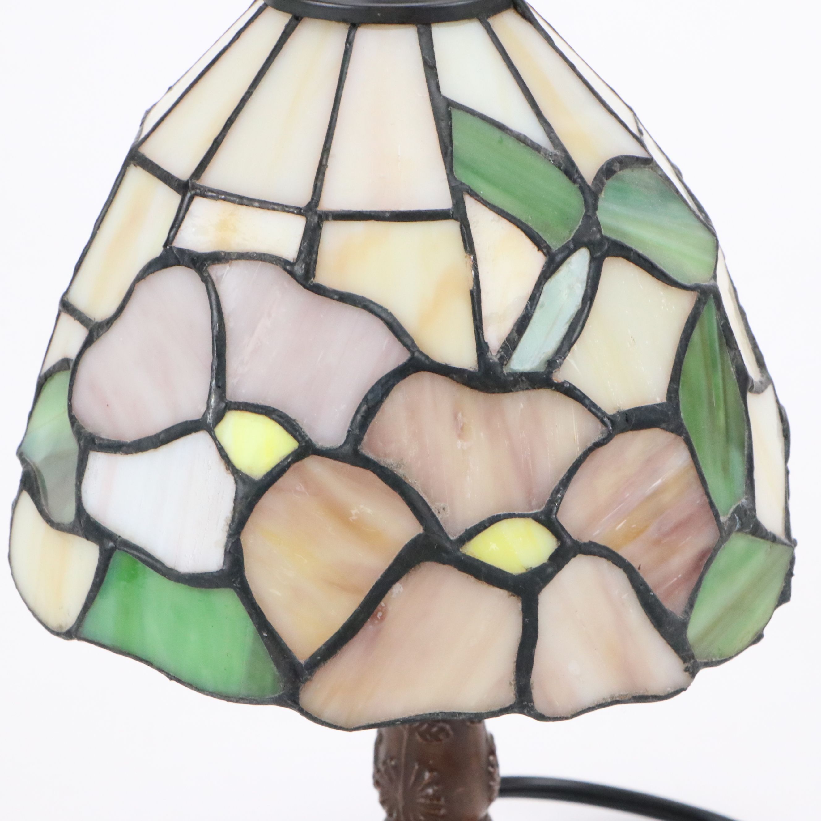 Art Nouveau Style  Accent Lamp with Hummingbird Floral Glass Shade