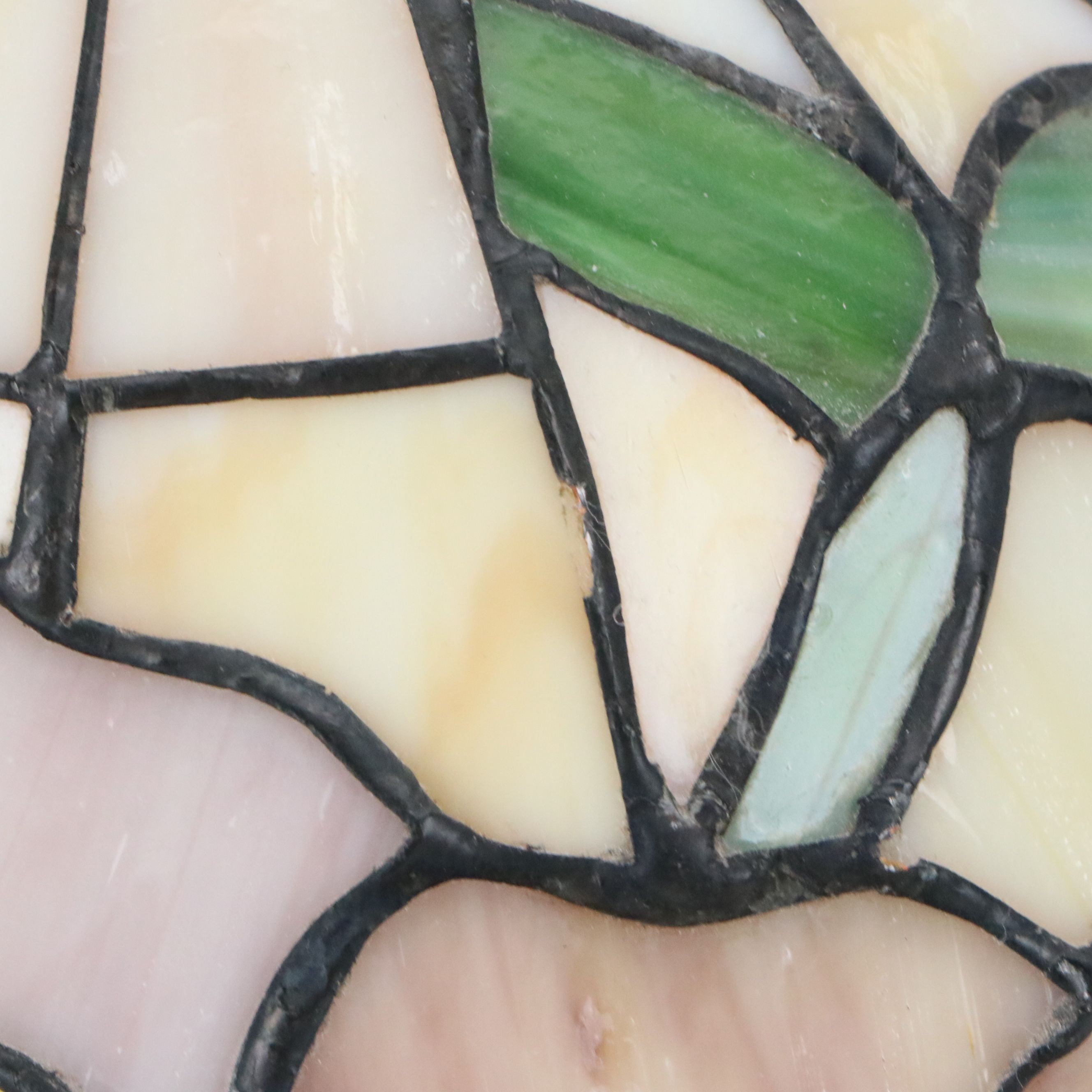 Art Nouveau Style  Accent Lamp with Hummingbird Floral Glass Shade