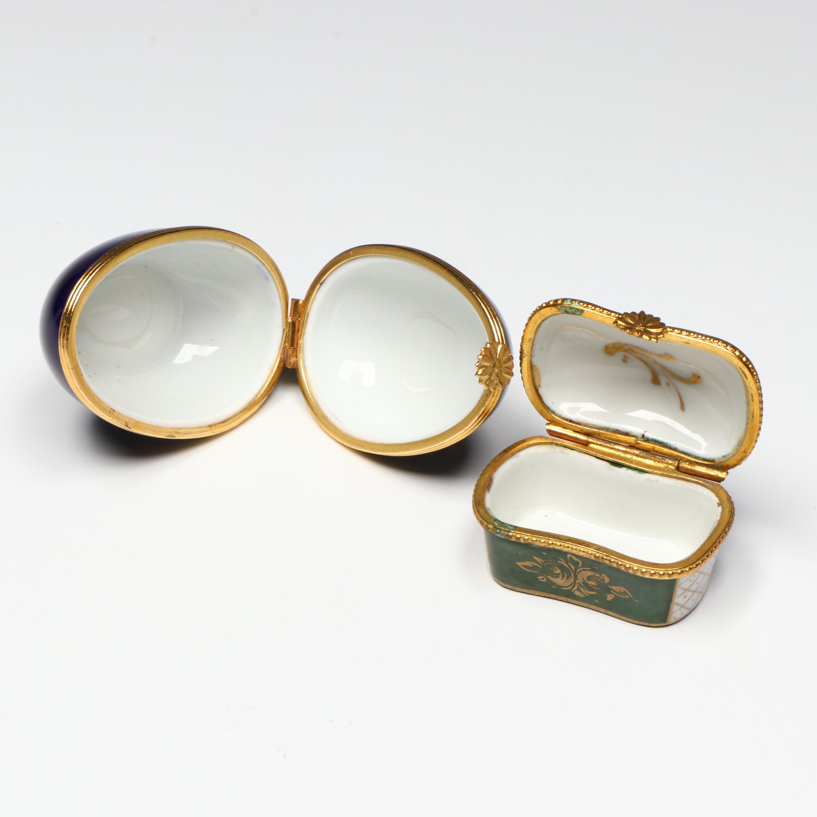 Takahashi Cauliflower Hinged Porcelain Box with French Limoges Boxes