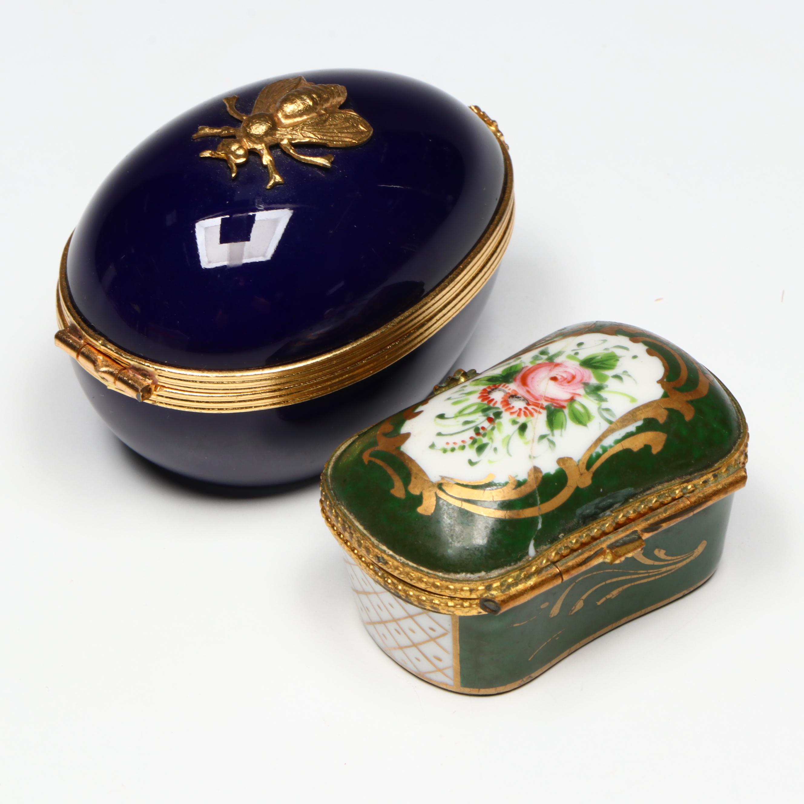 Takahashi Cauliflower Hinged Porcelain Box with French Limoges Boxes