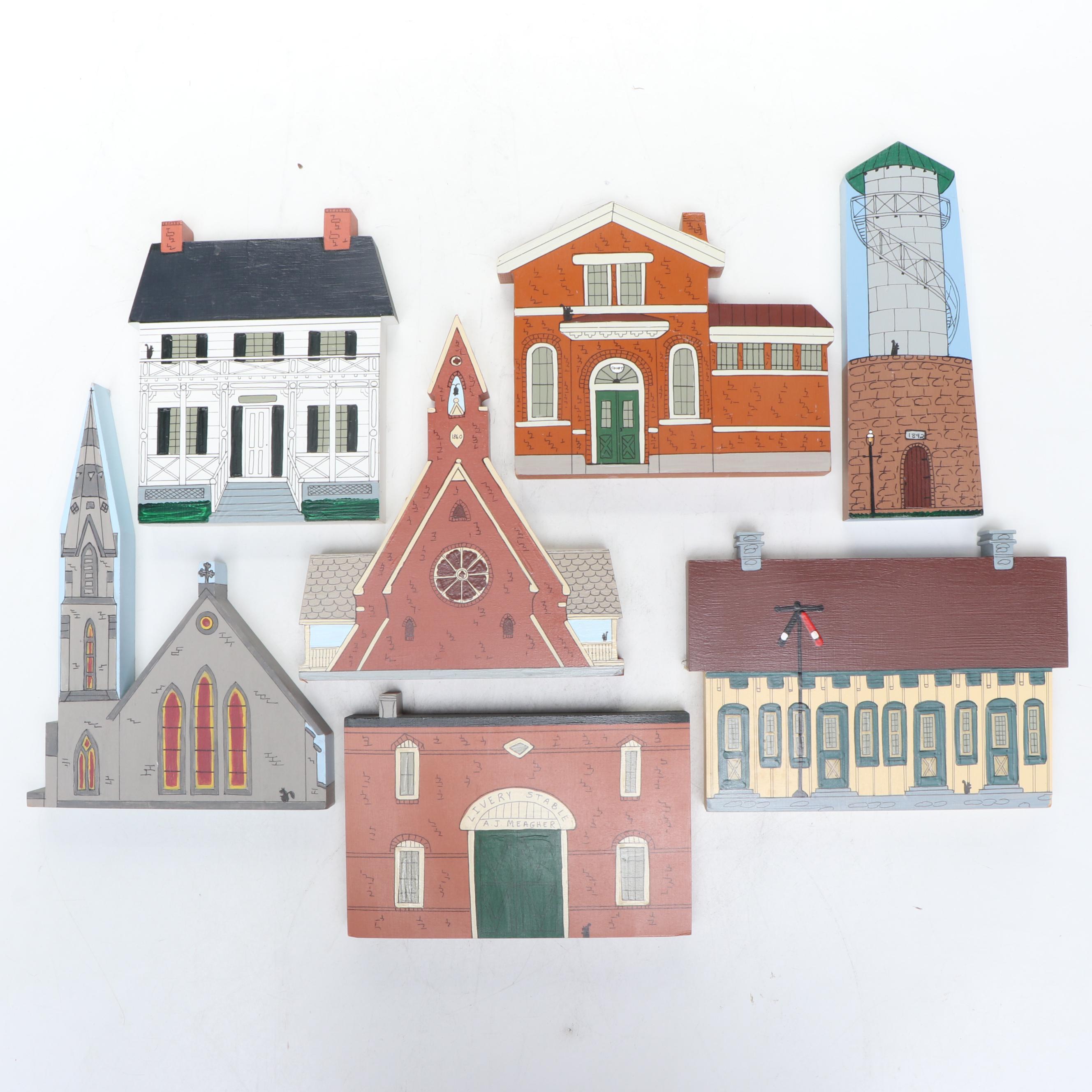 Hand-Painted Miniatures of Glendale Village Buildings, Late 20th Century