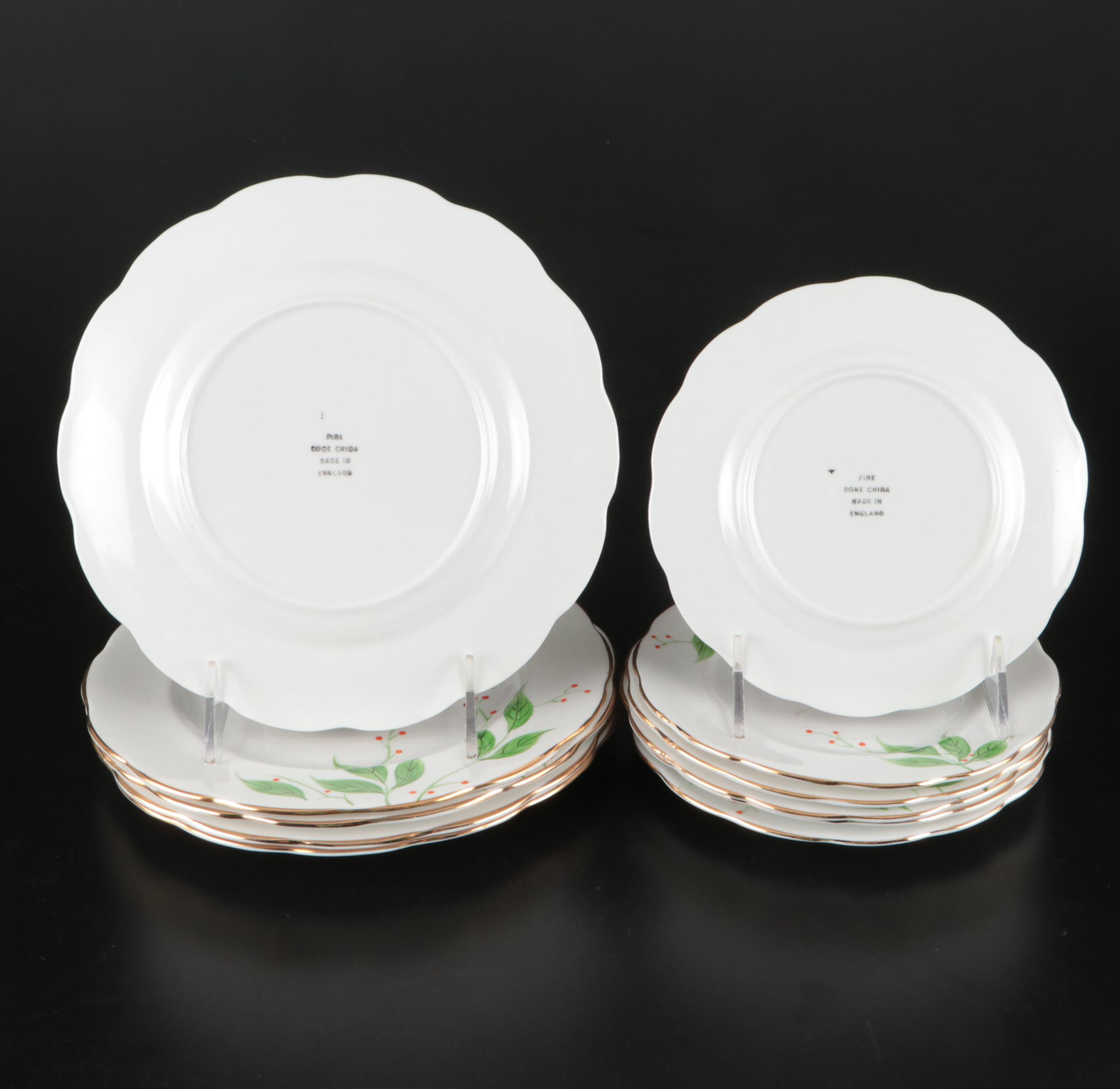 English Green Leaves with Red Berries Bone China Dinnerware