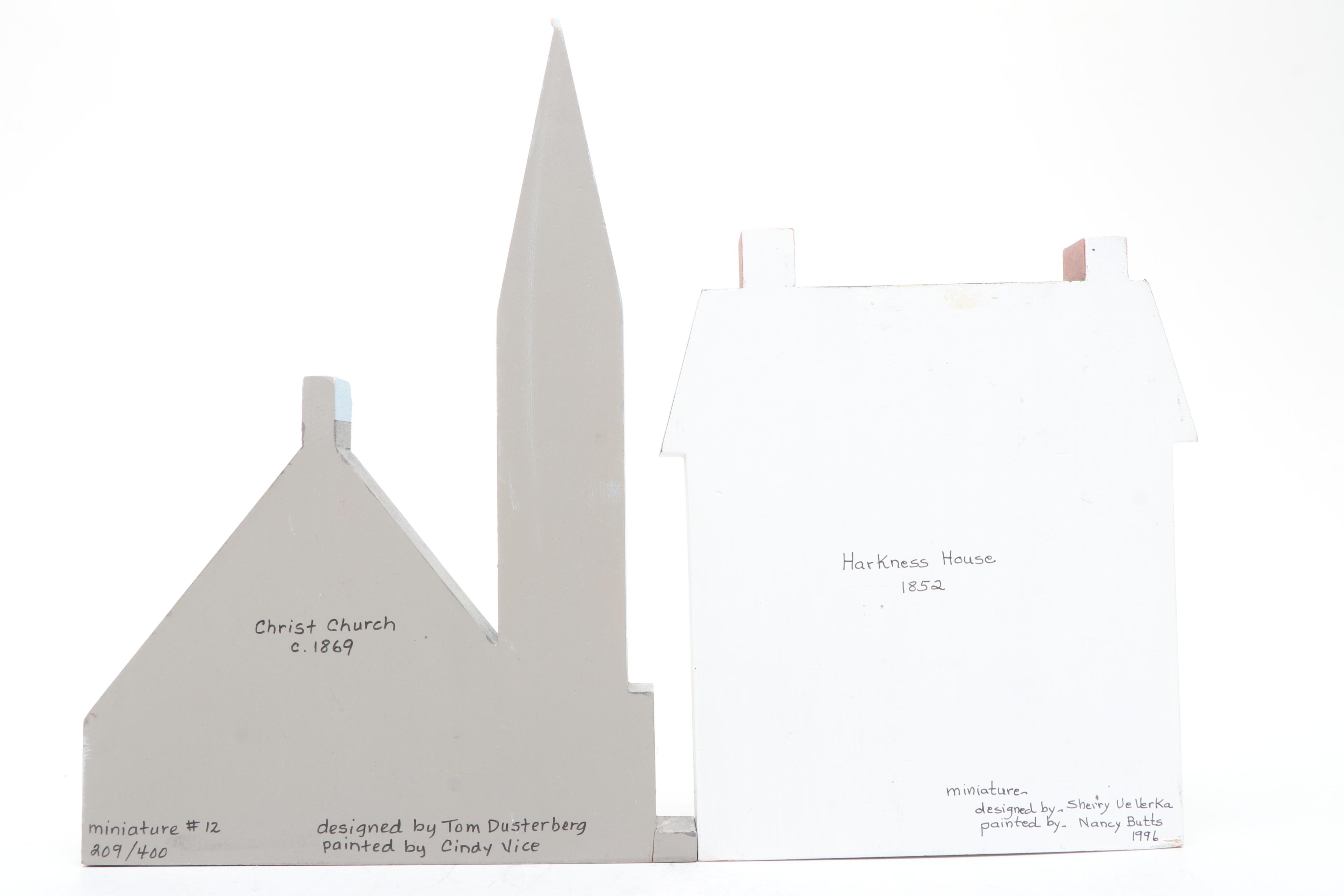 Hand-Painted Miniatures of Glendale Village Buildings, Late 20th Century