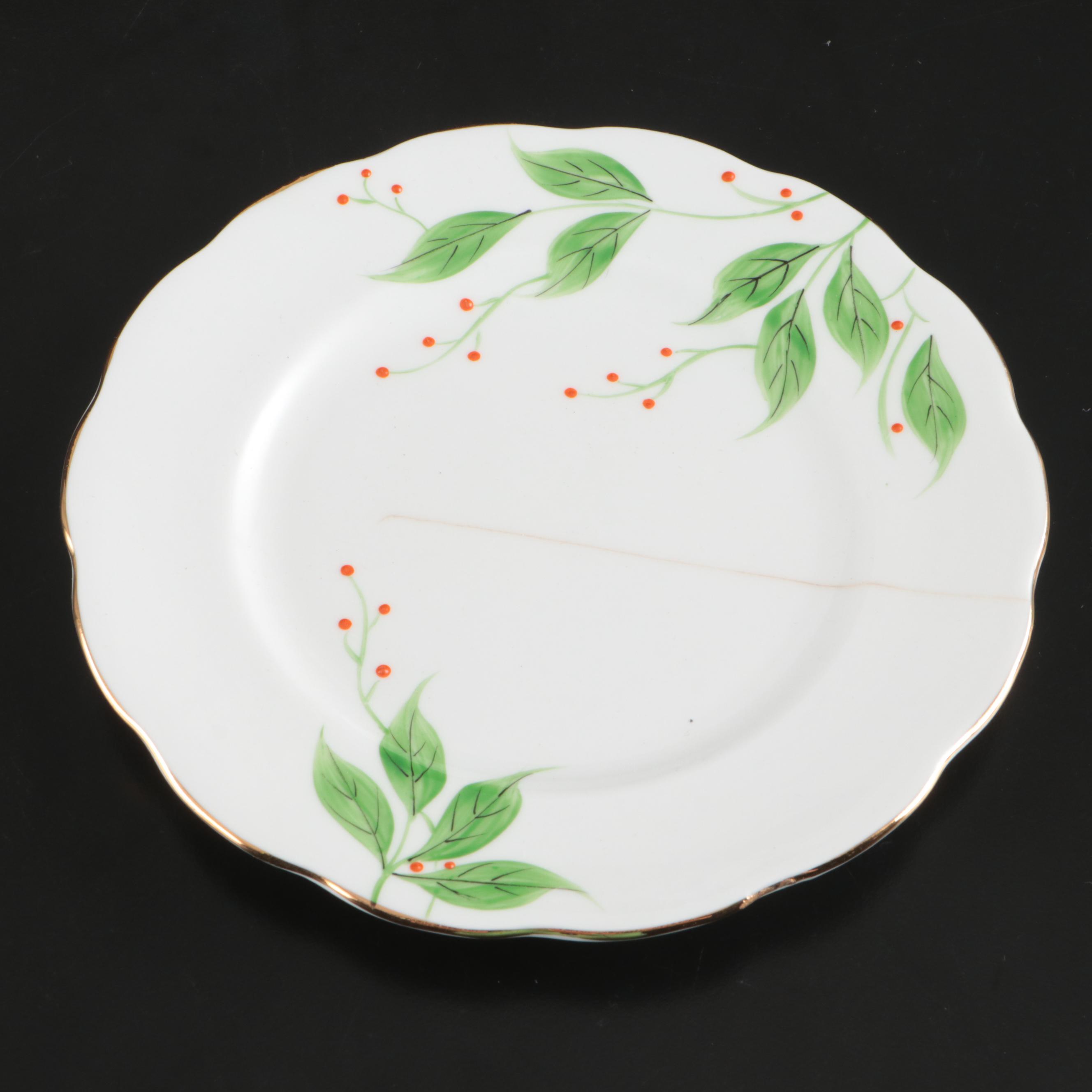 English Green Leaves with Red Berries Bone China Dinnerware