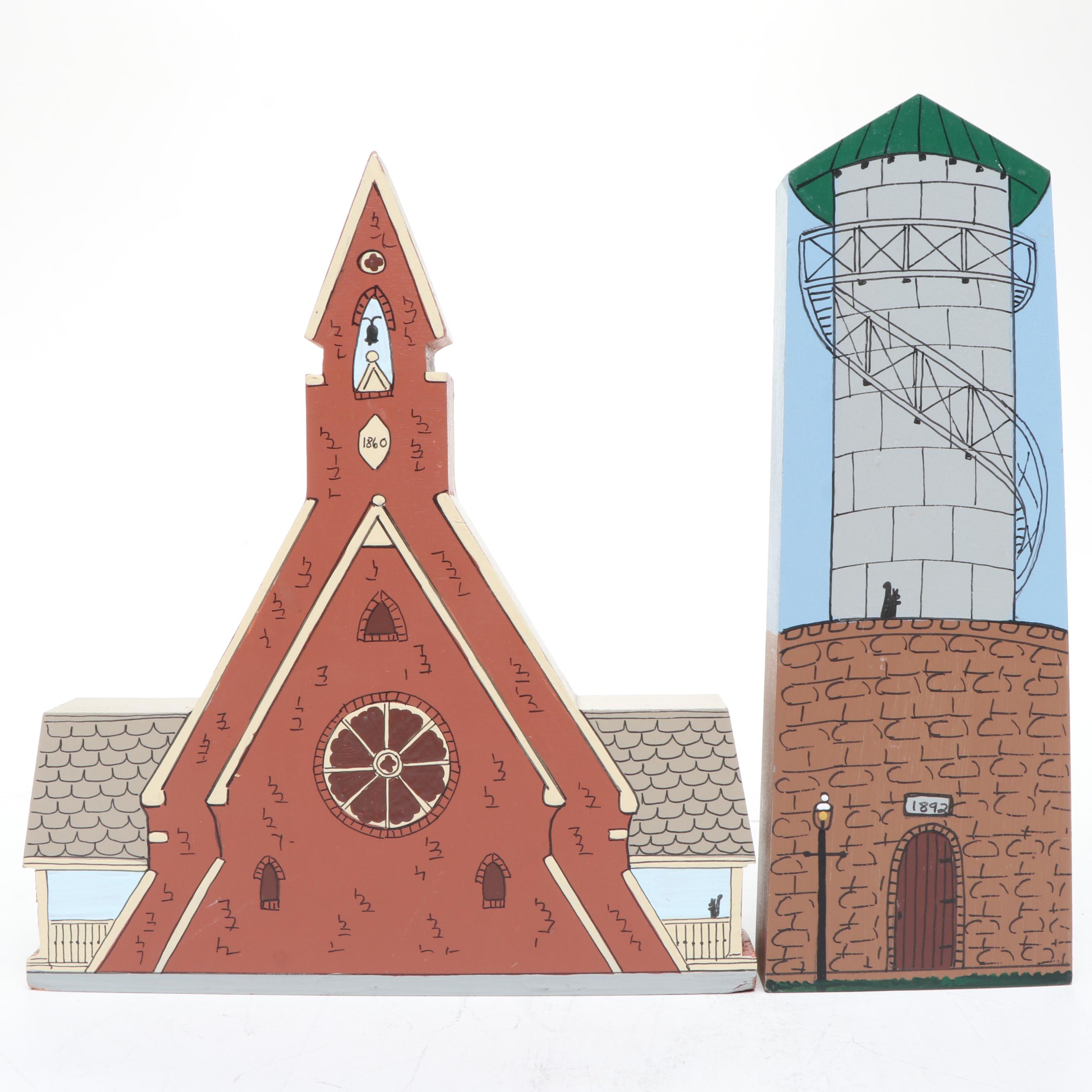 Hand-Painted Miniatures of Glendale Village Buildings, Late 20th Century