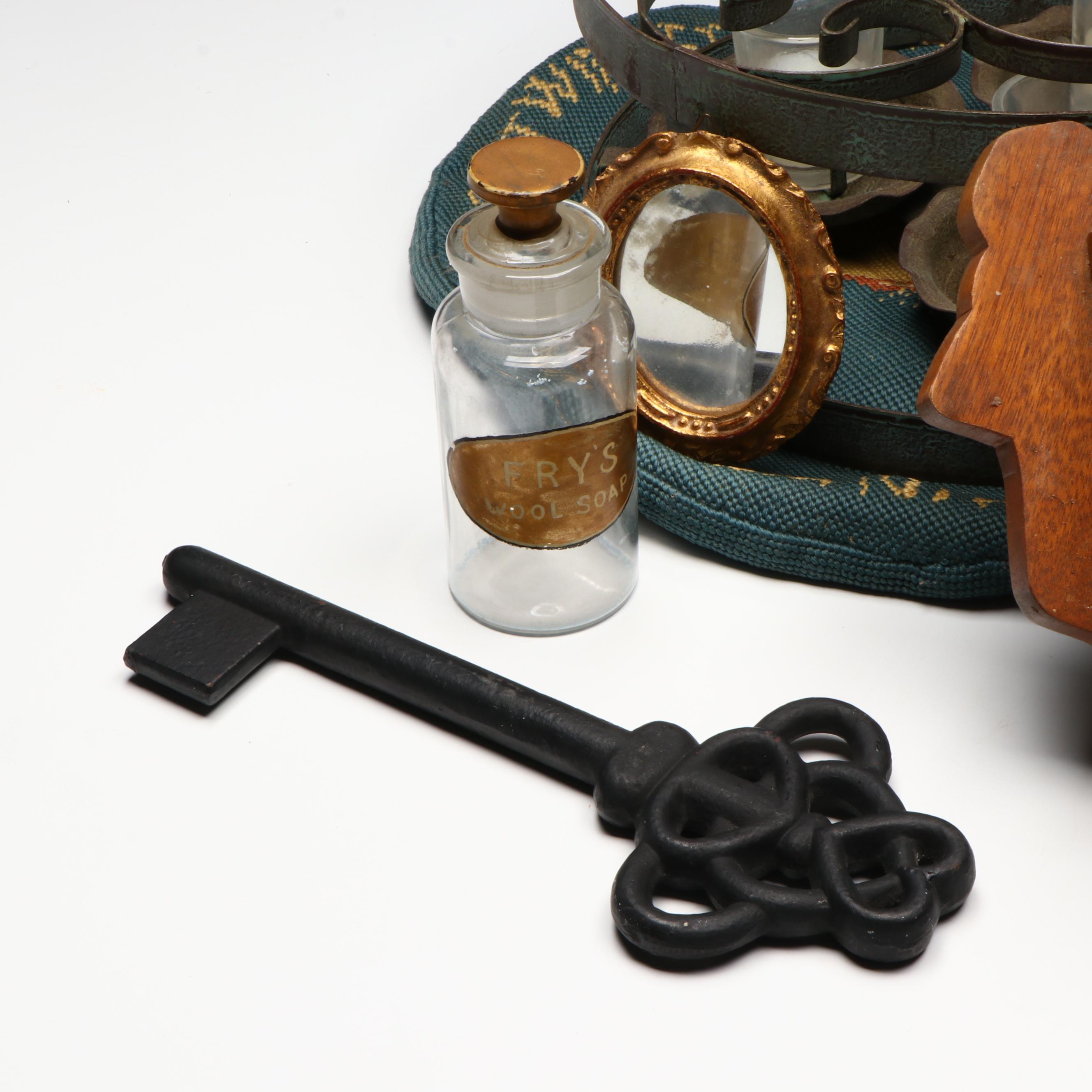 Wall Mount Recipe Card Box Lamp with French Adapted Oil Lamp and More