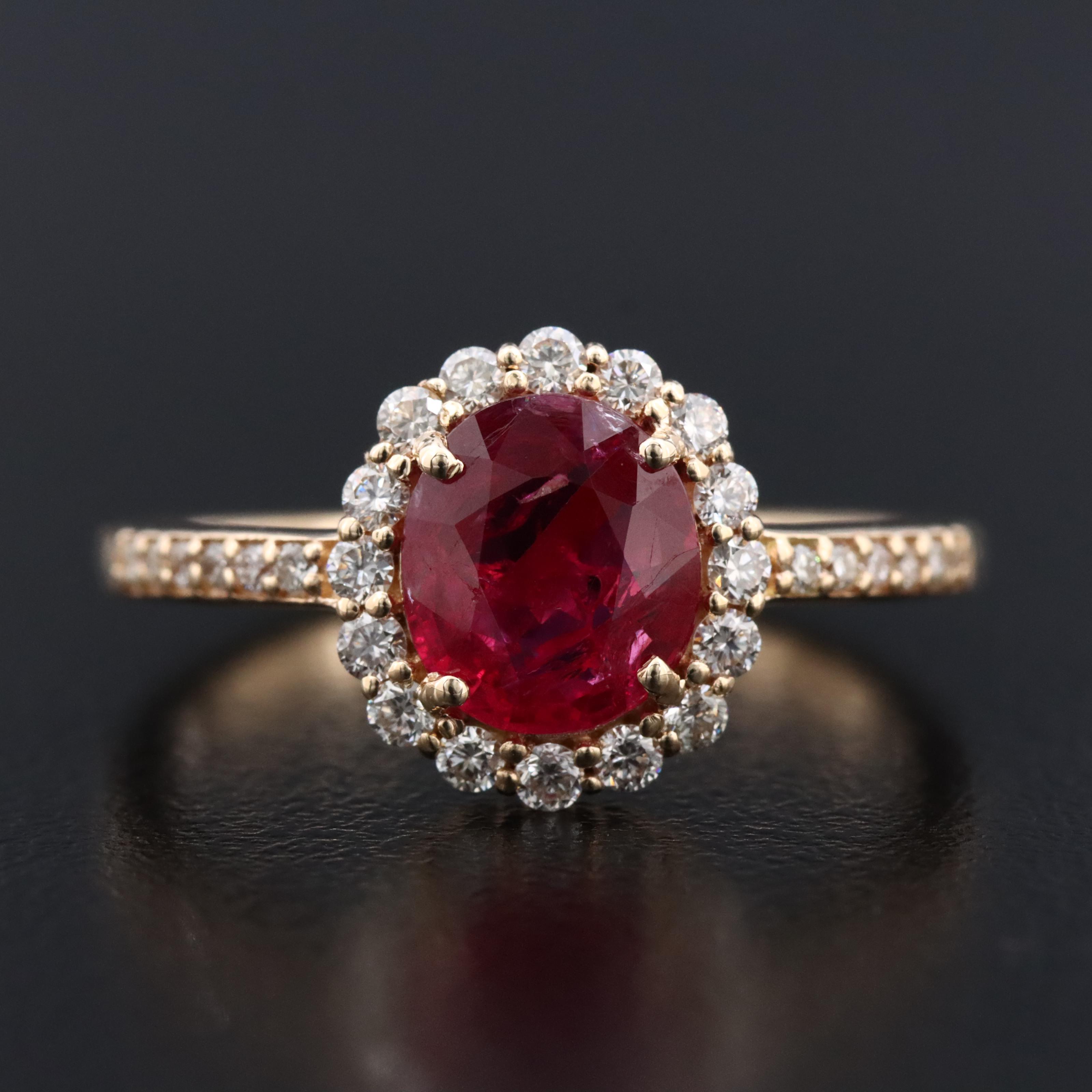14K 1.40 CT Ruby and Diamond Ring with IGI Jewelry Report