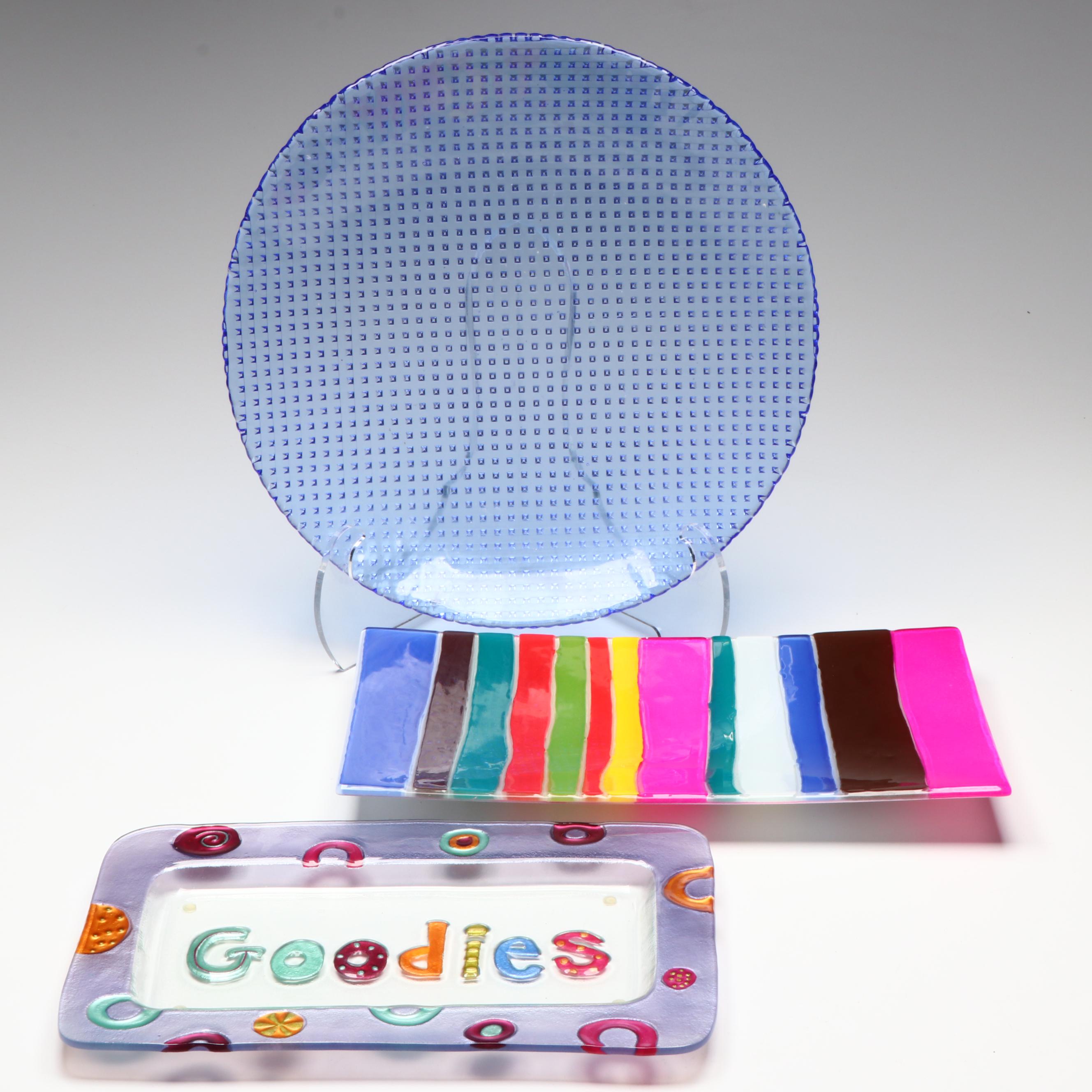 Contemporary Glass Platters and Bowl